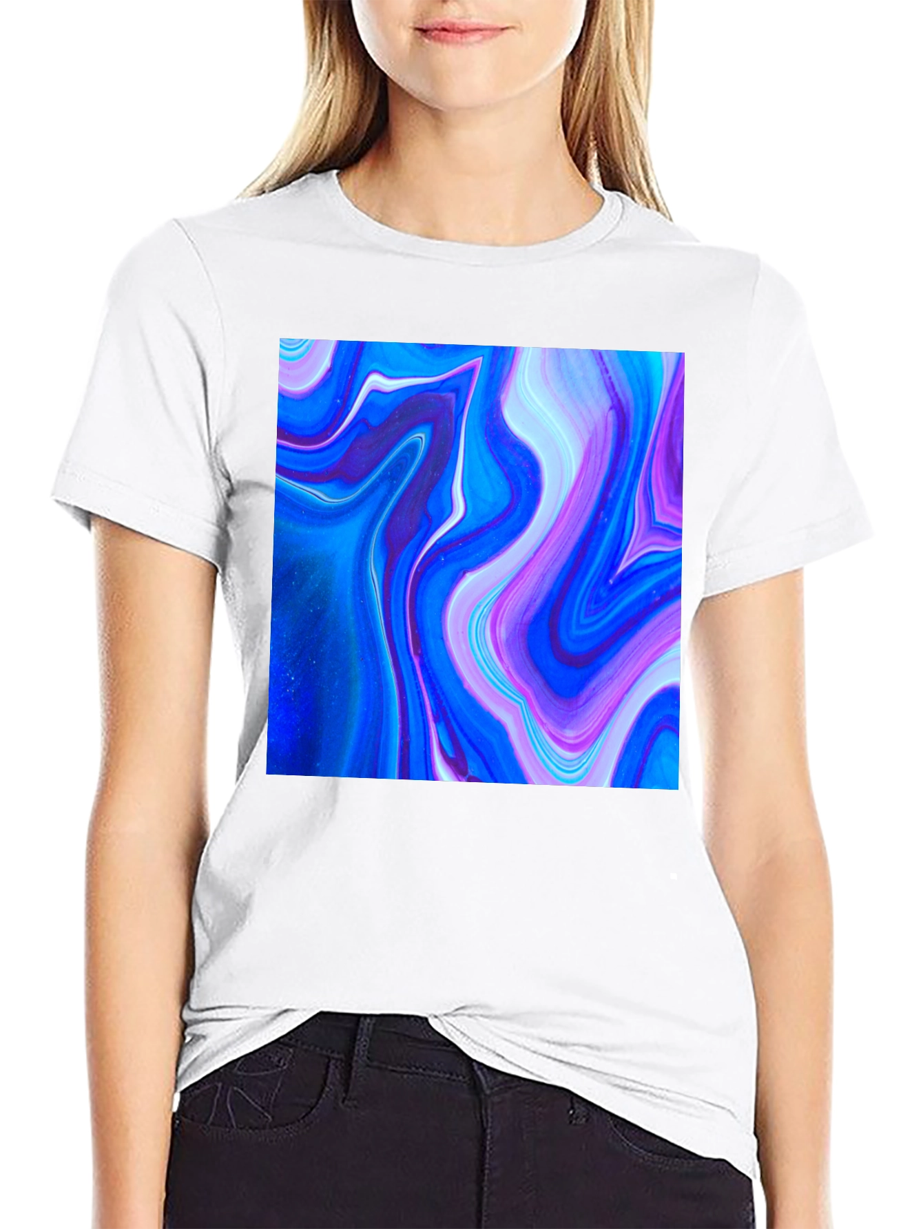 Abstract Swirl Graphic Black T-Shirt