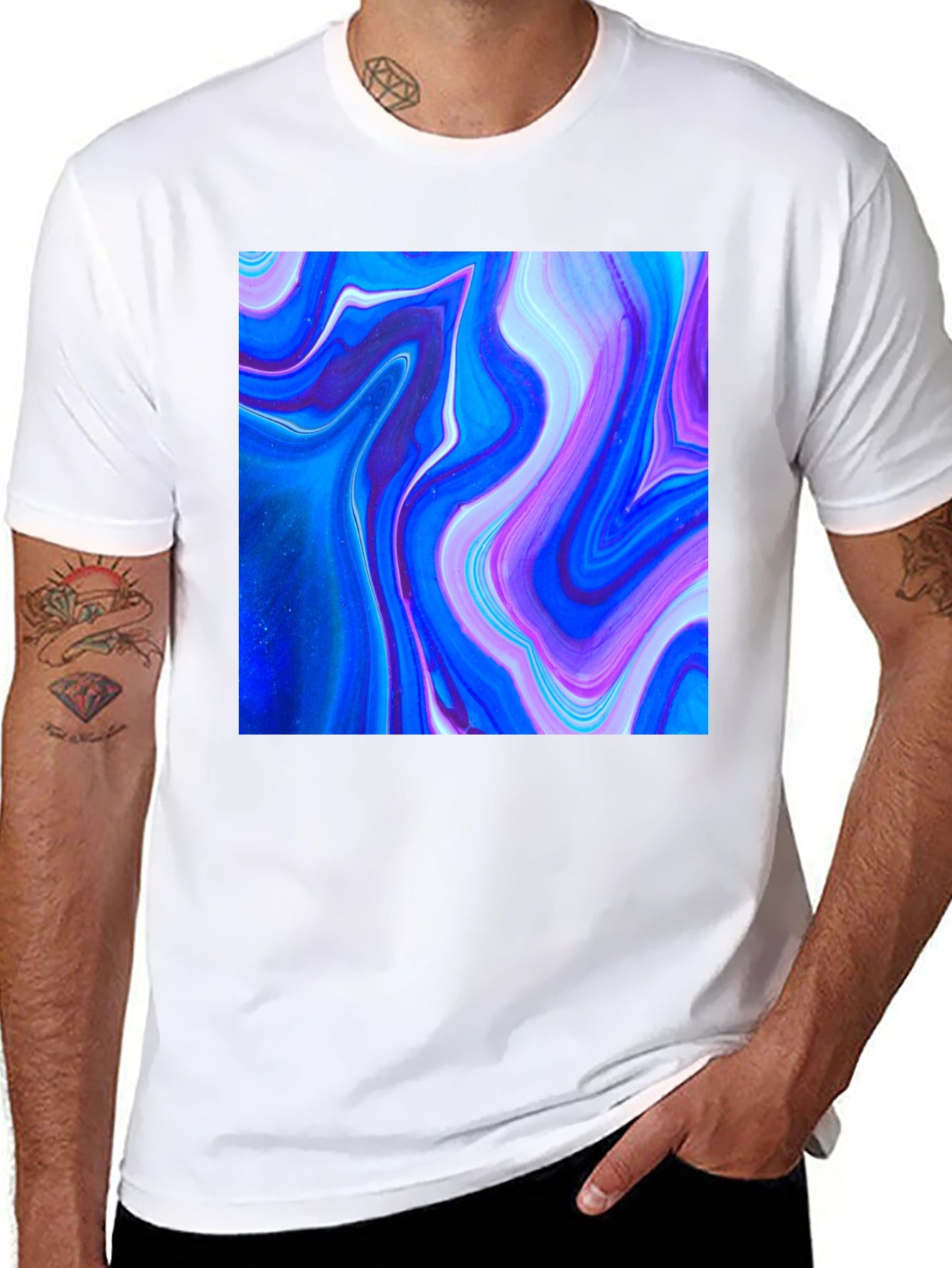 Abstract Swirl Graphic Black T-Shirt