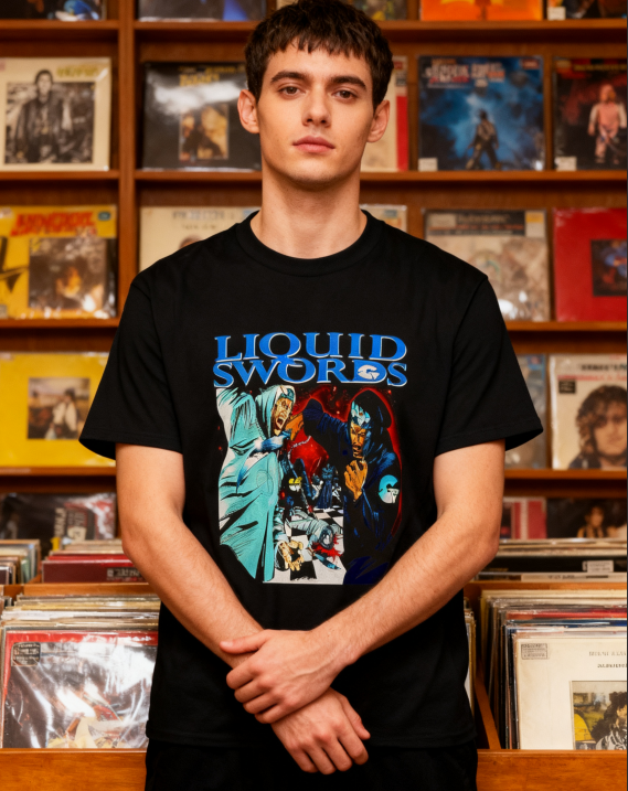 Liquid Swords Hip-Hop Graphic T-Shirt - 100% Cotton, Retro Comic Tee for Music Enthusiasts & Streetwear Lovers