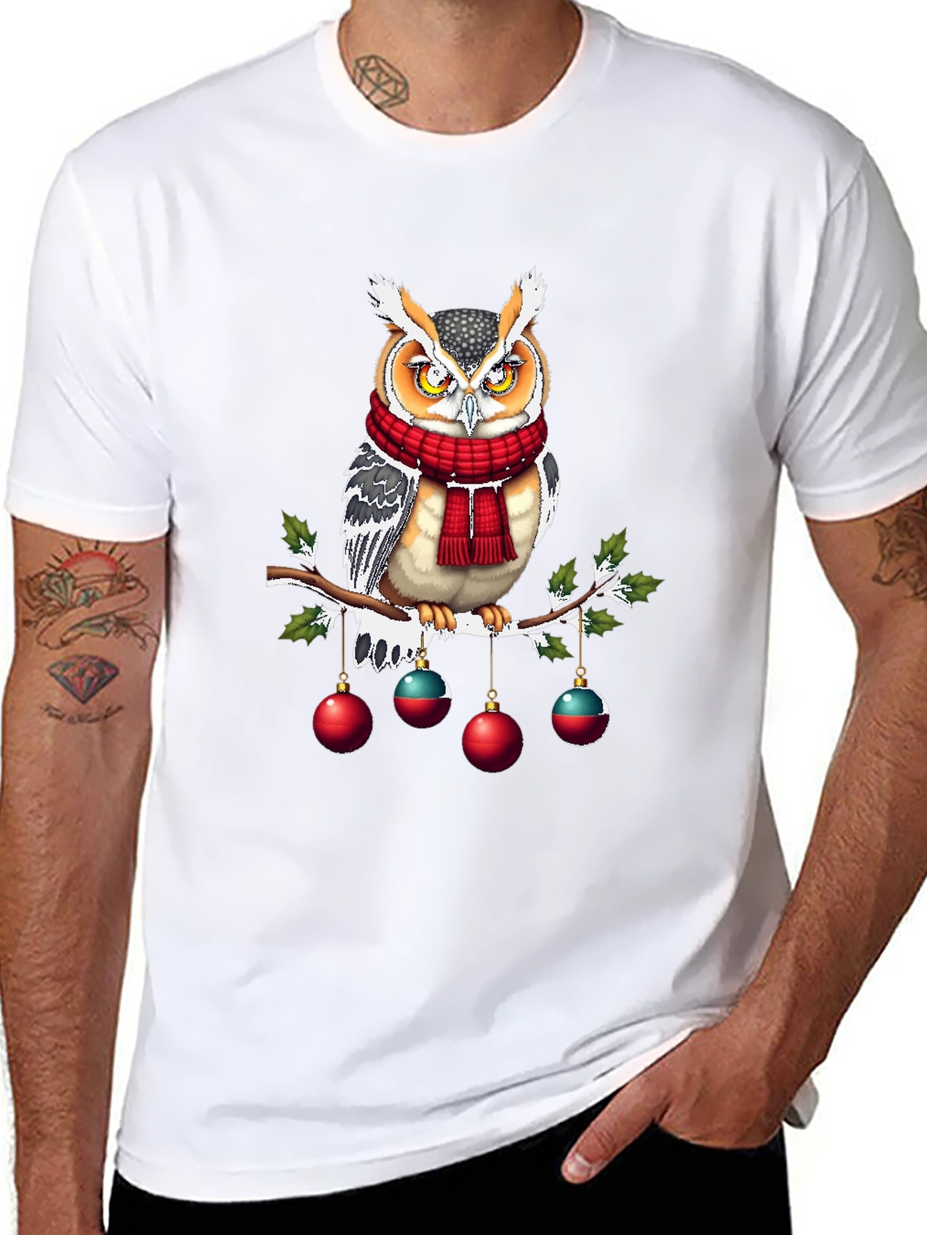 Festive Owl T-Shirt: Holiday Cheer