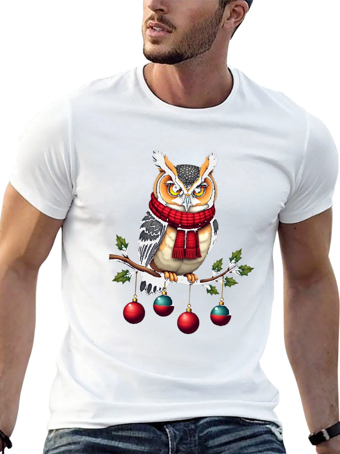 Festive Owl T-Shirt: Holiday Cheer