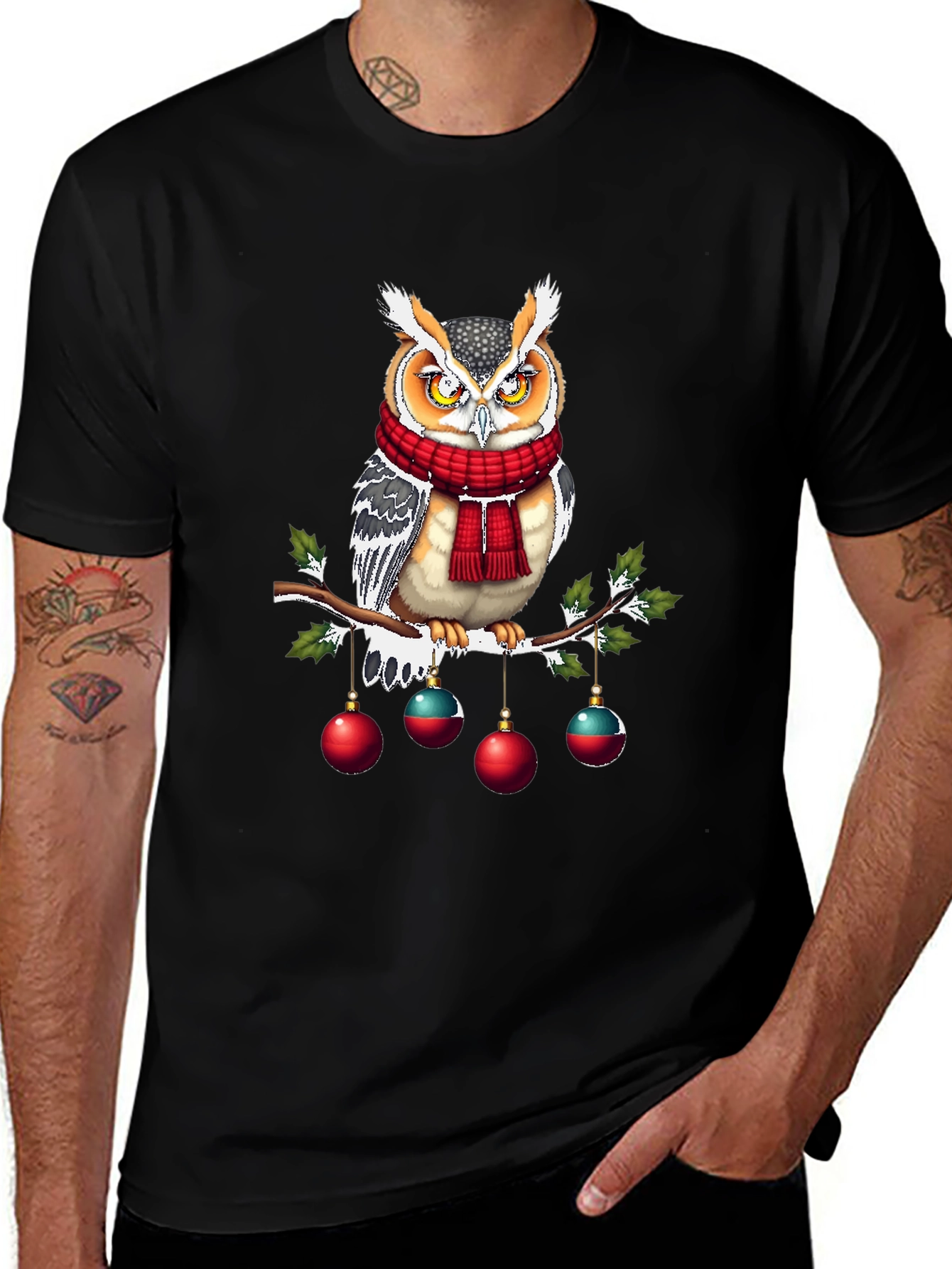 Festive Owl T-Shirt: Holiday Cheer