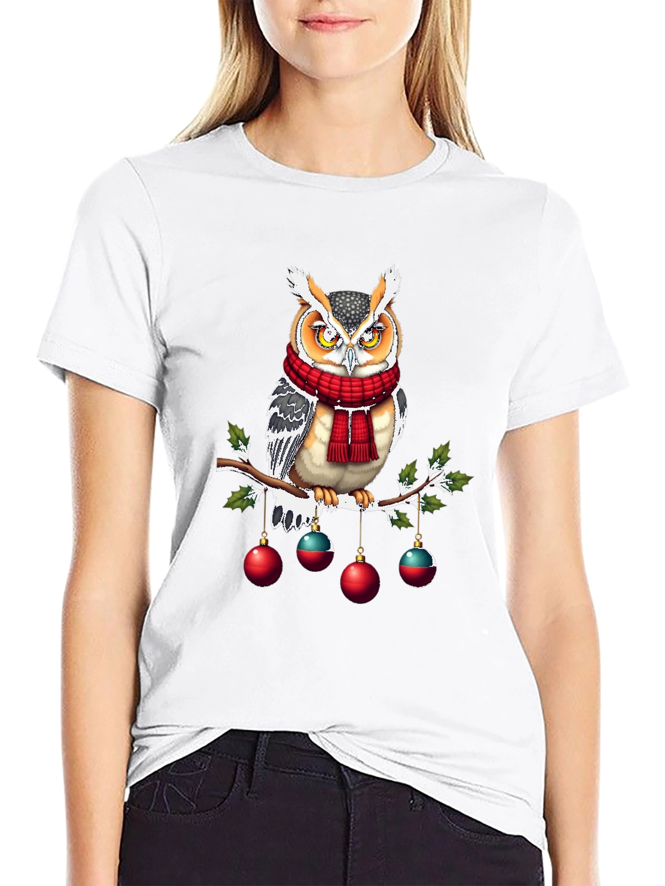 Festive Owl T-Shirt: Holiday Cheer