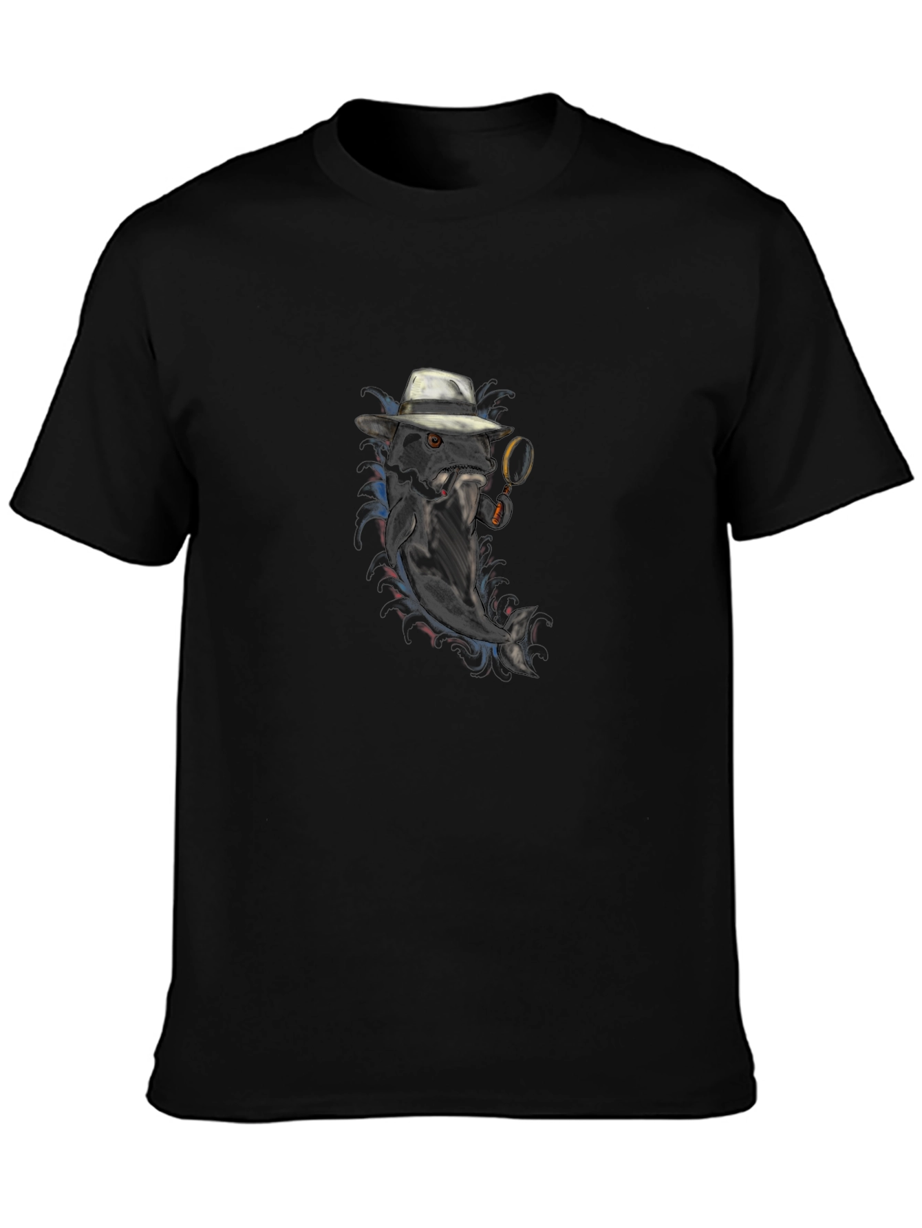 Detective Fish Graphic T-Shirt - Black