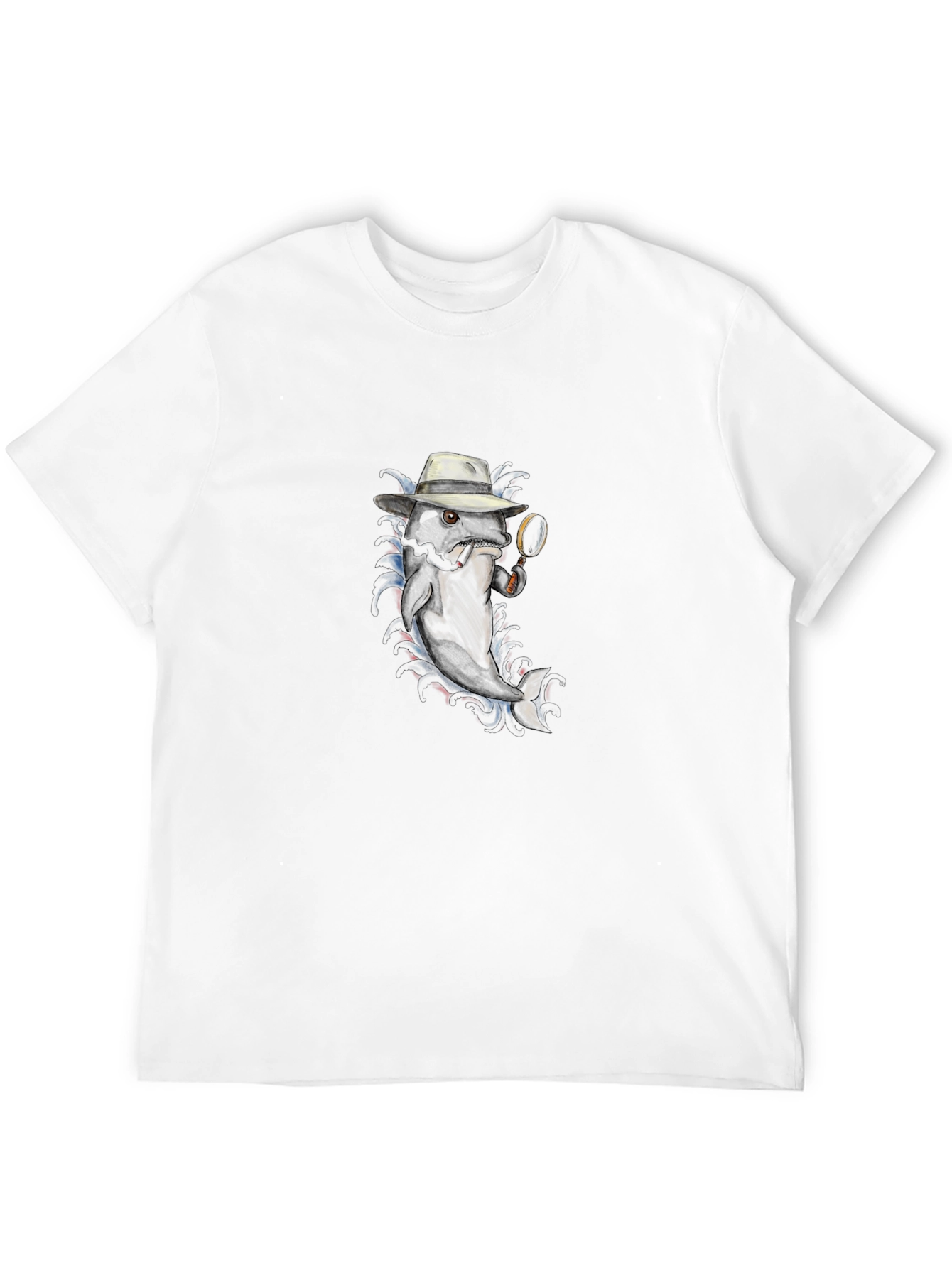 Detective Fish Graphic T-Shirt - Black