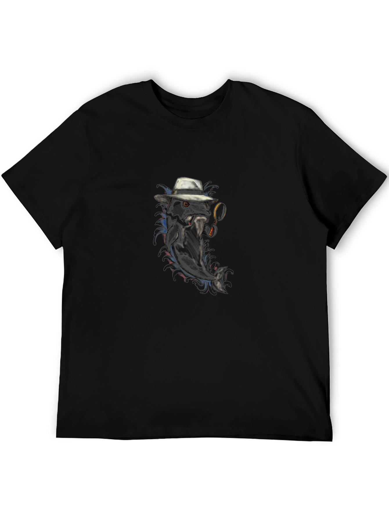 Detective Fish Graphic T-Shirt - Black