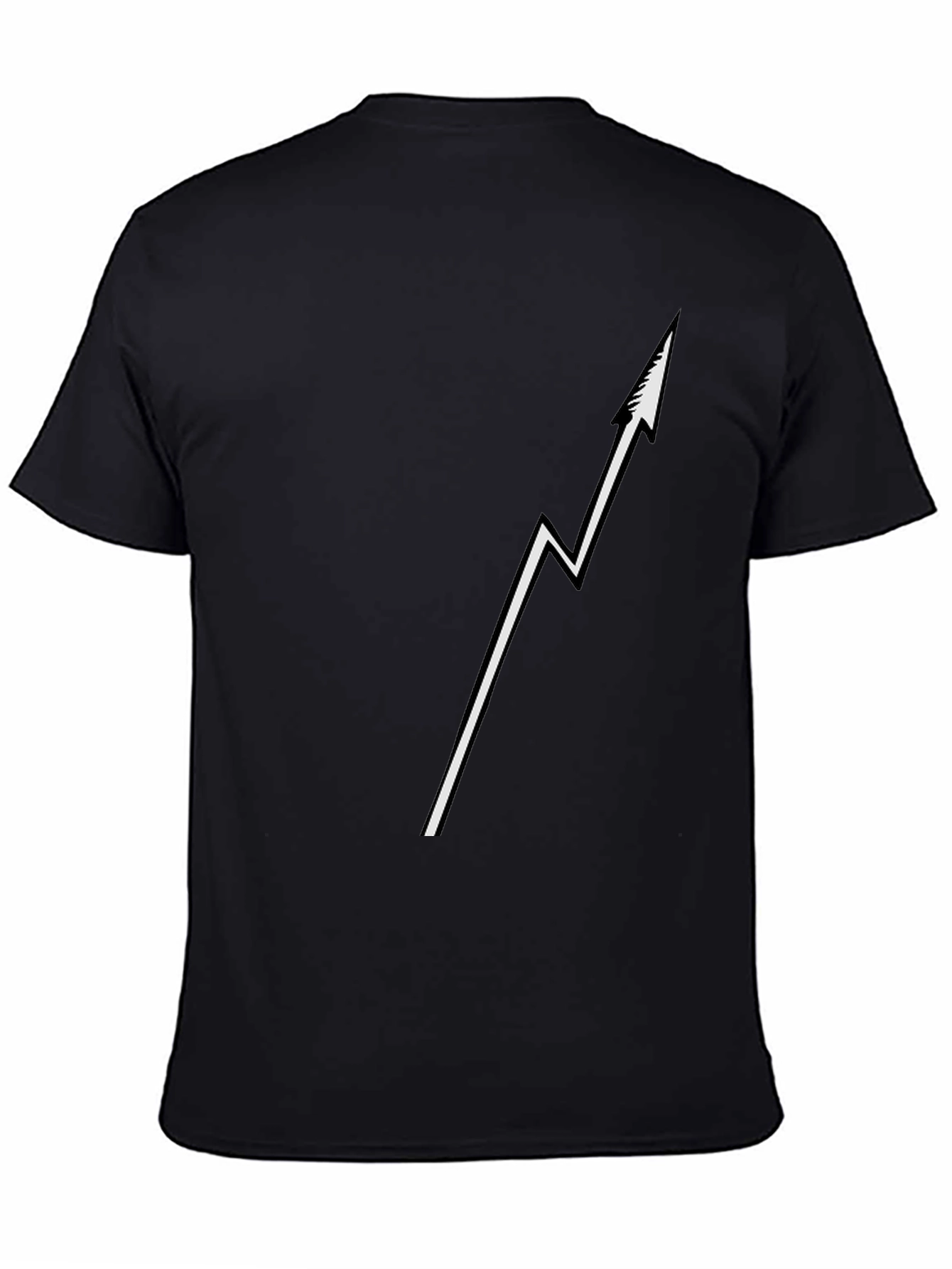 Modern Lightning Bolt Arrow Graphic Black T-Shirt