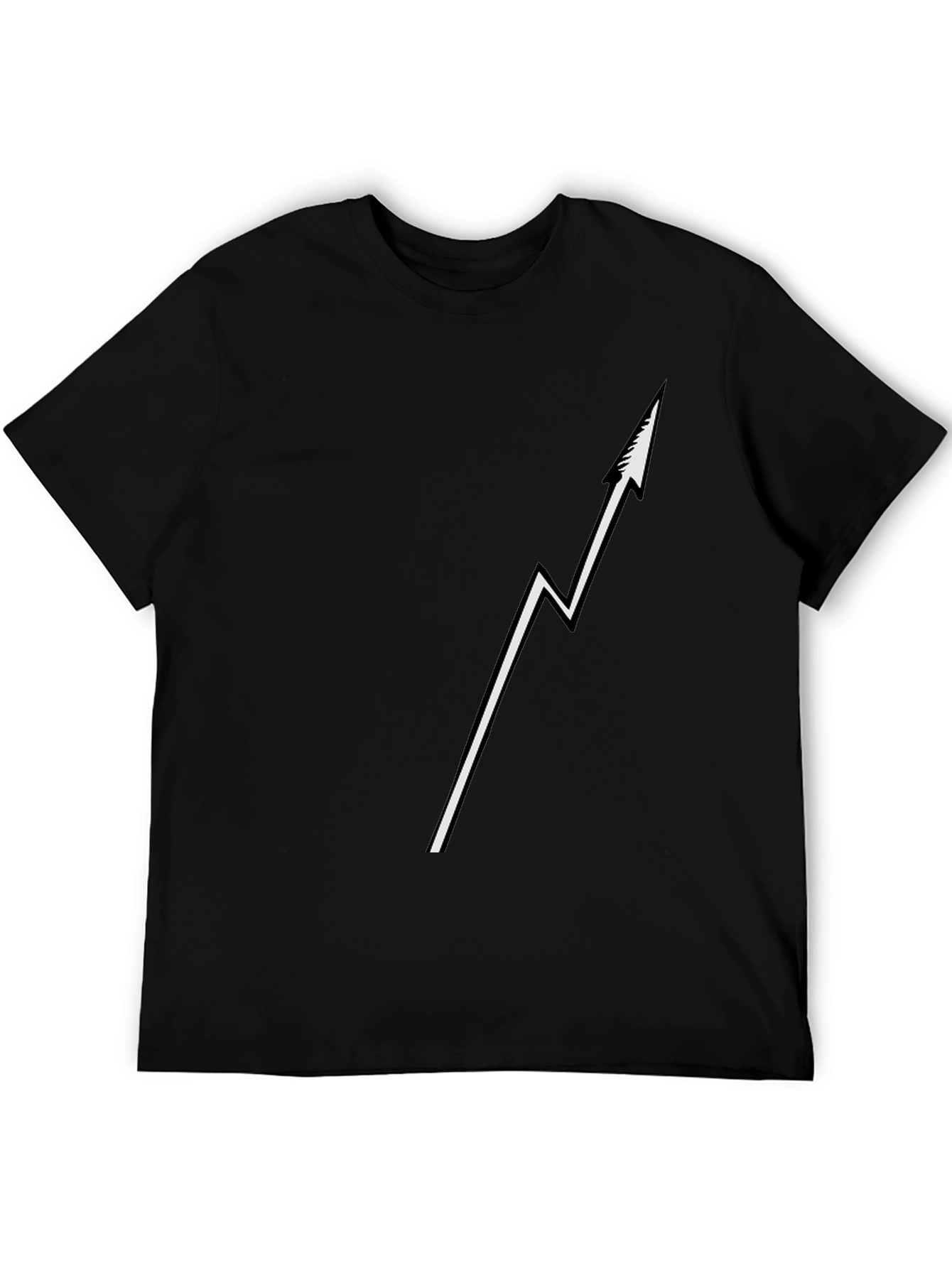 Modern Lightning Bolt Arrow Graphic Black T-Shirt