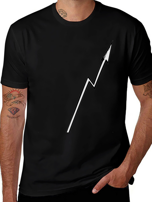 Modern Lightning Bolt Arrow Graphic Black T-Shirt