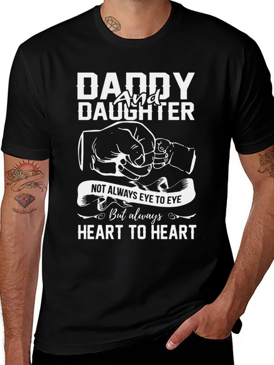 Daddy and Daughter Heart to Heart Black T-Shirt