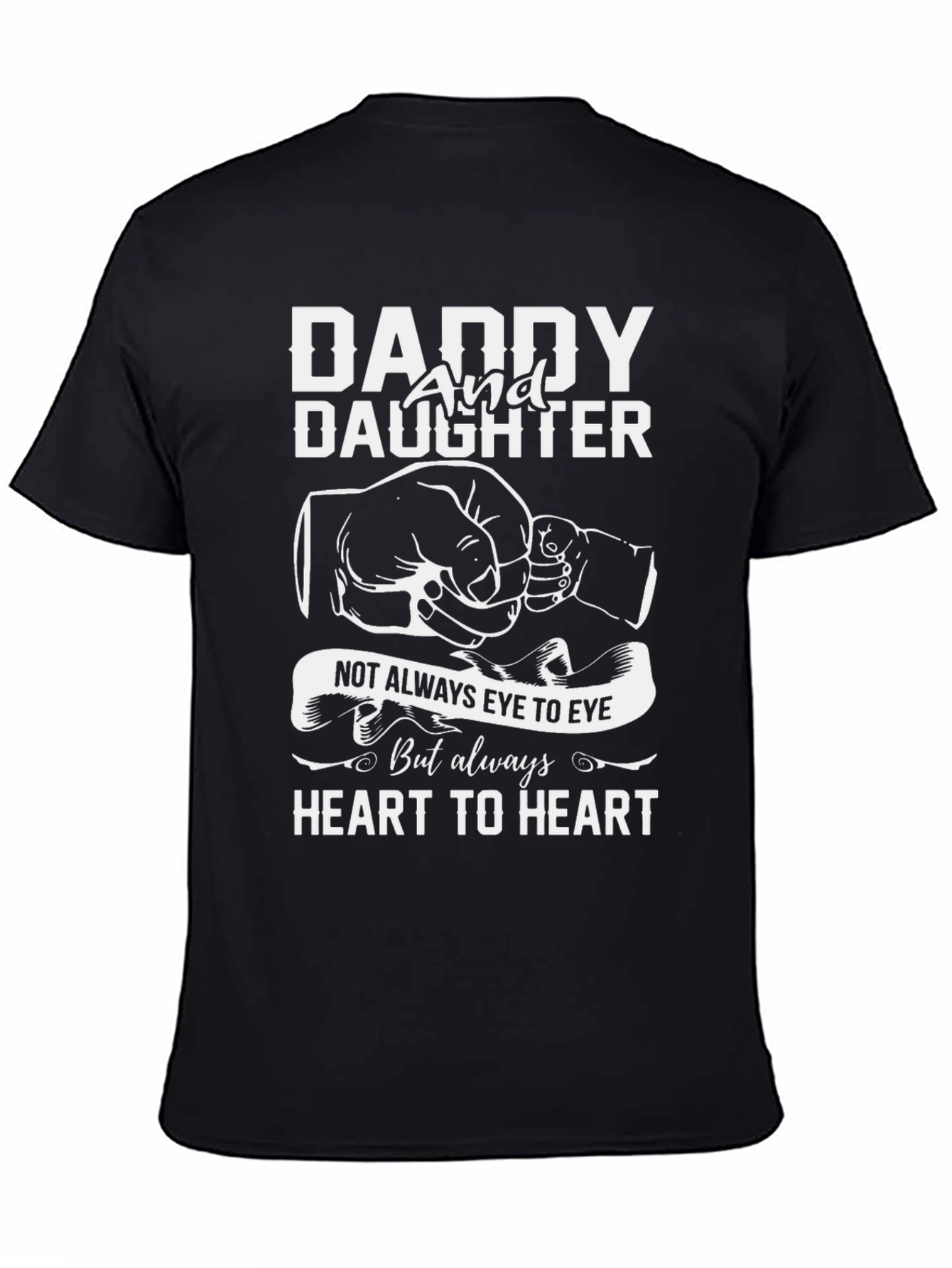 Daddy and Daughter Heart to Heart Black T-Shirt