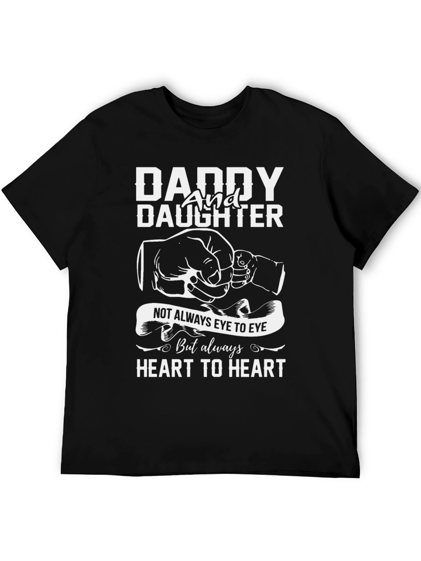 Daddy and Daughter Heart to Heart Black T-Shirt