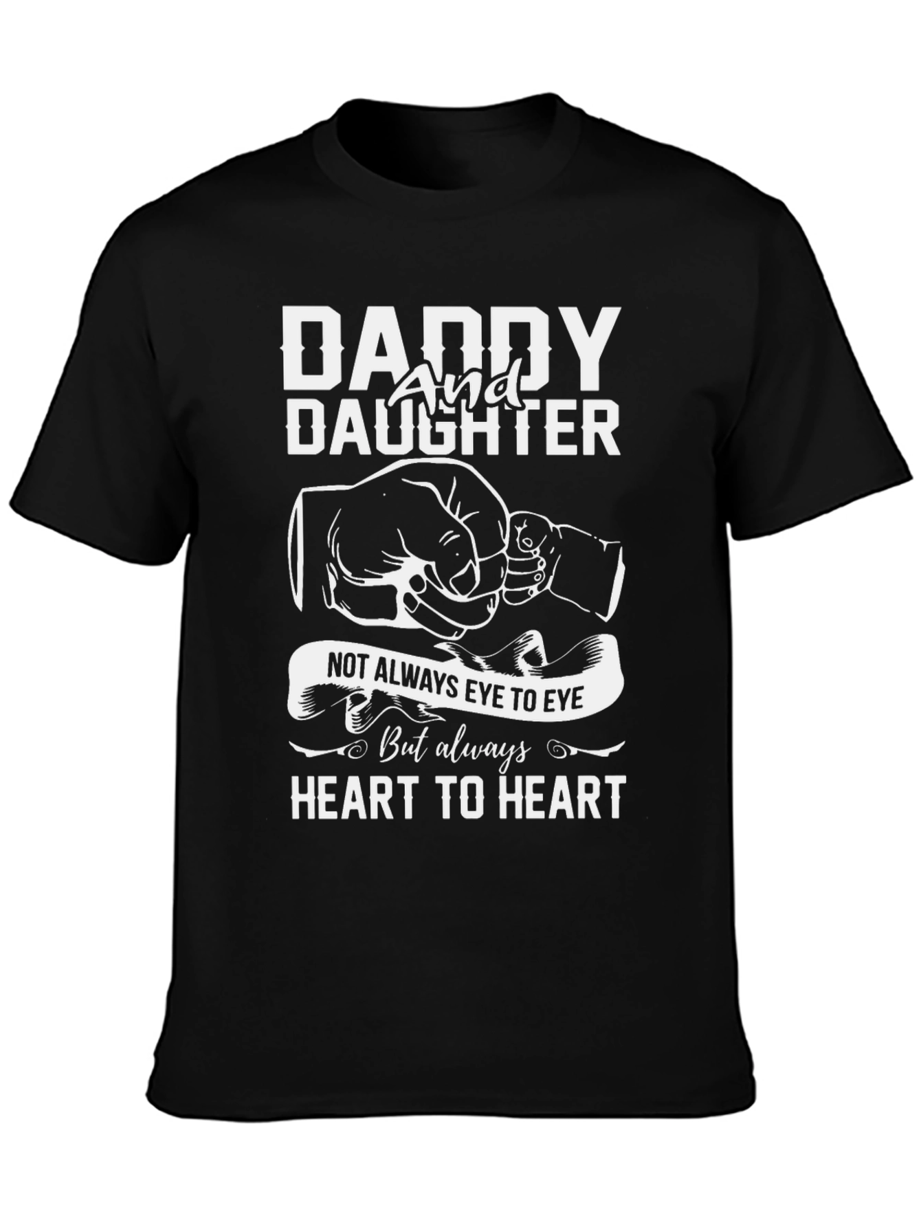 Daddy and Daughter Heart to Heart Black T-Shirt