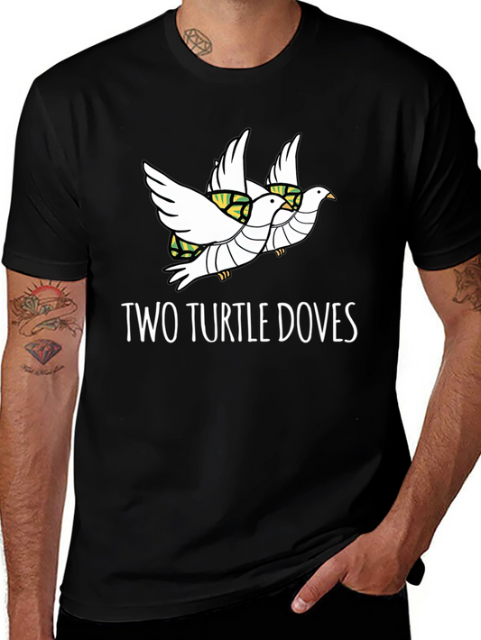 Two Turtle Doves Graphic T-Shirt - Unique Holiday Apparel