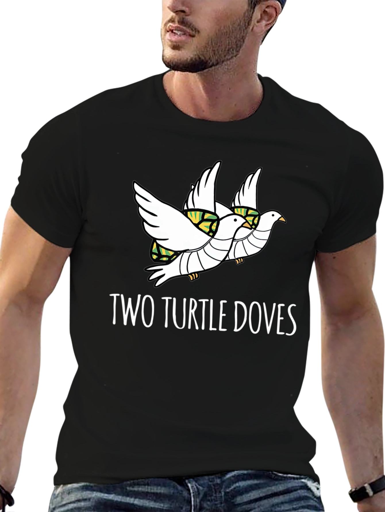 Two Turtle Doves Graphic T-Shirt - Unique Holiday Apparel