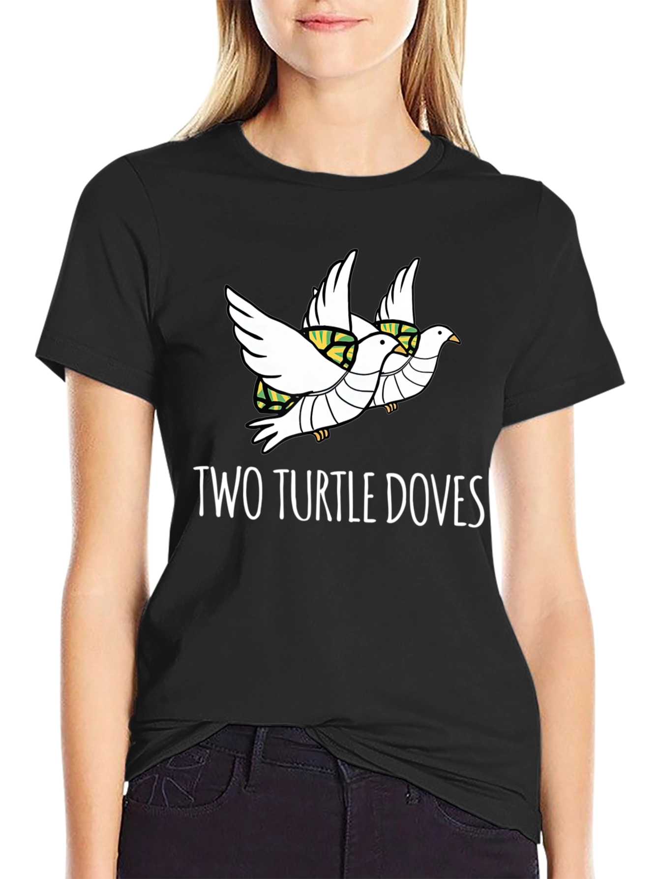 Two Turtle Doves Graphic T-Shirt - Unique Holiday Apparel