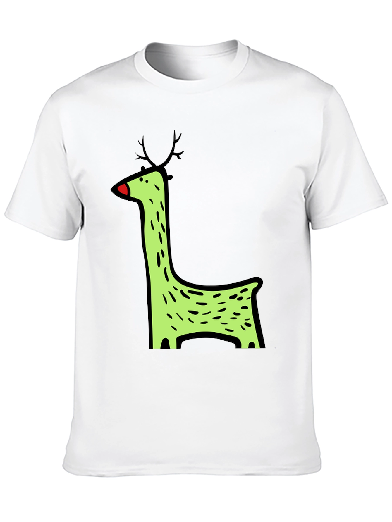 Funky Reindeer Graphic Tee - Black Cotton T-Shirt