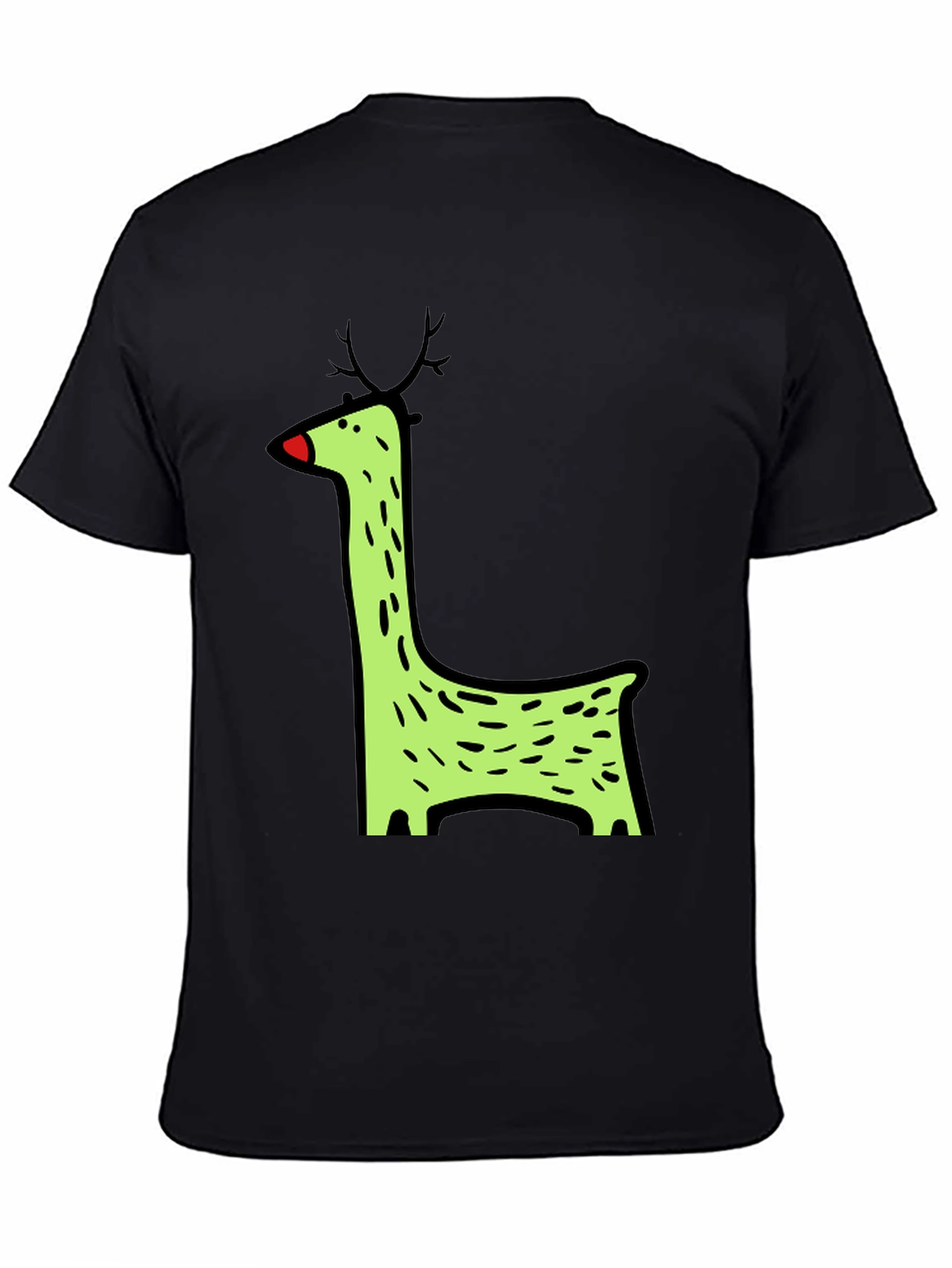 Funky Reindeer Graphic Tee - Black Cotton T-Shirt