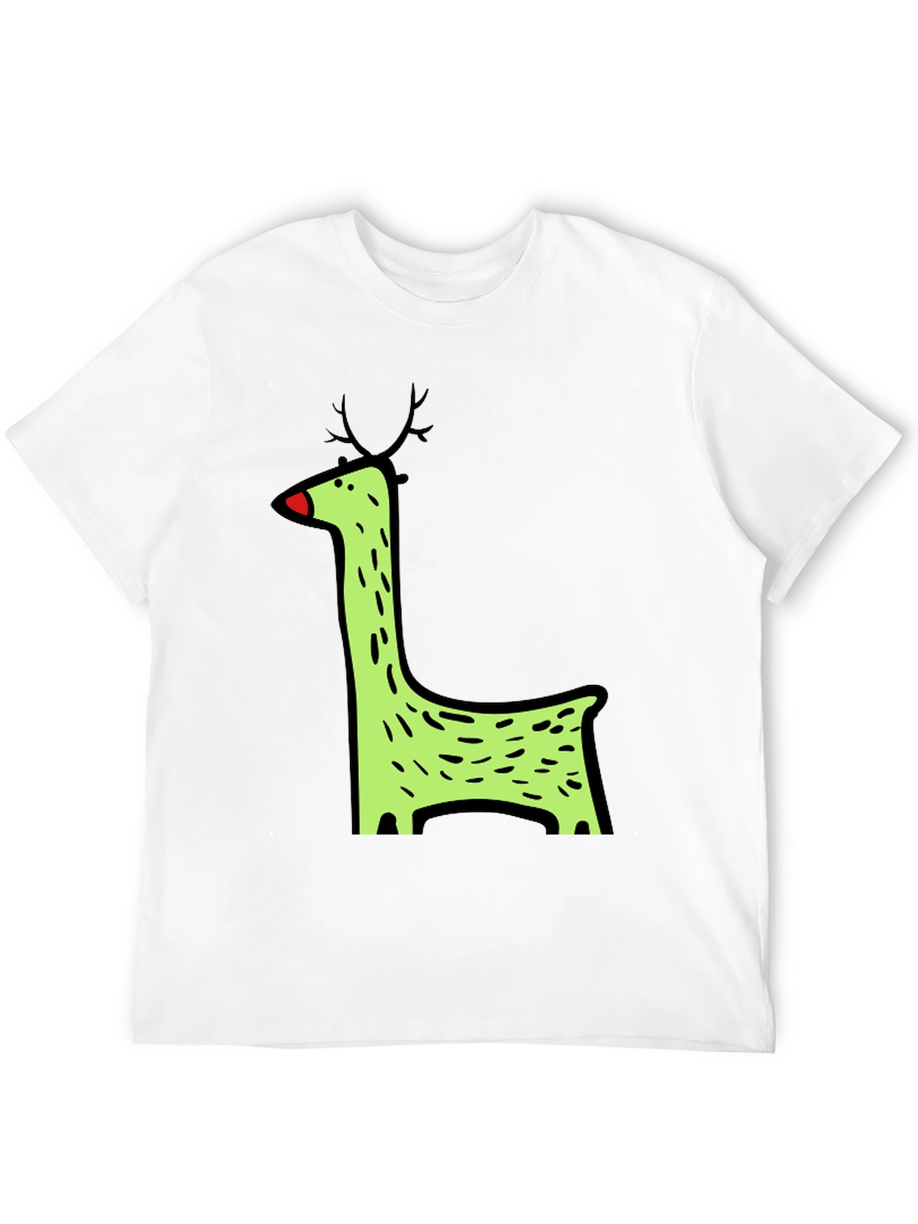 Funky Reindeer Graphic Tee - Black Cotton T-Shirt