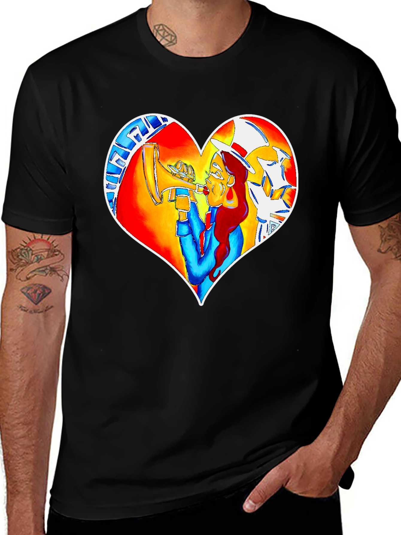 Heart Design Graphic Print Tee