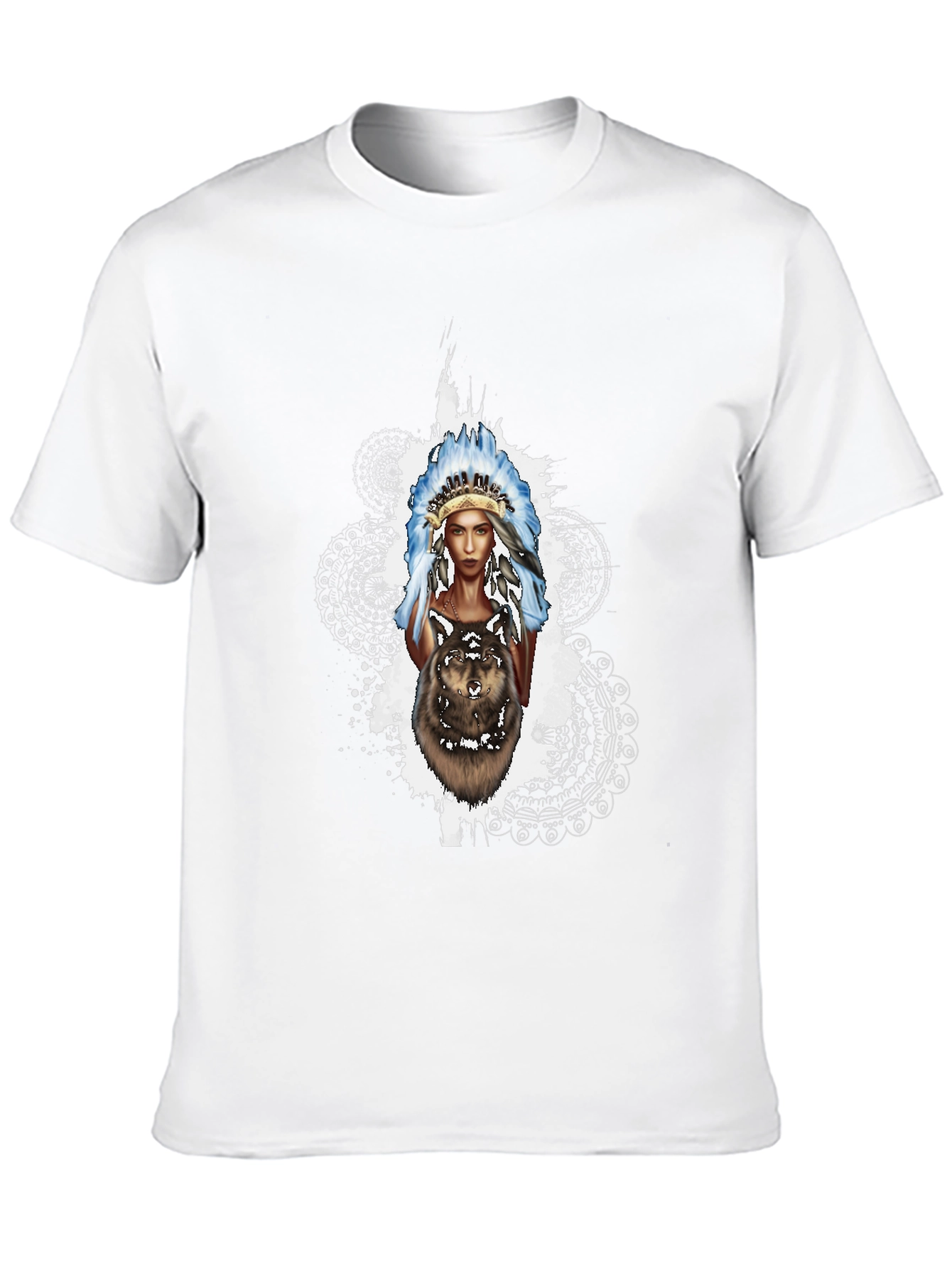 Native American Wolf T-Shirt - Black