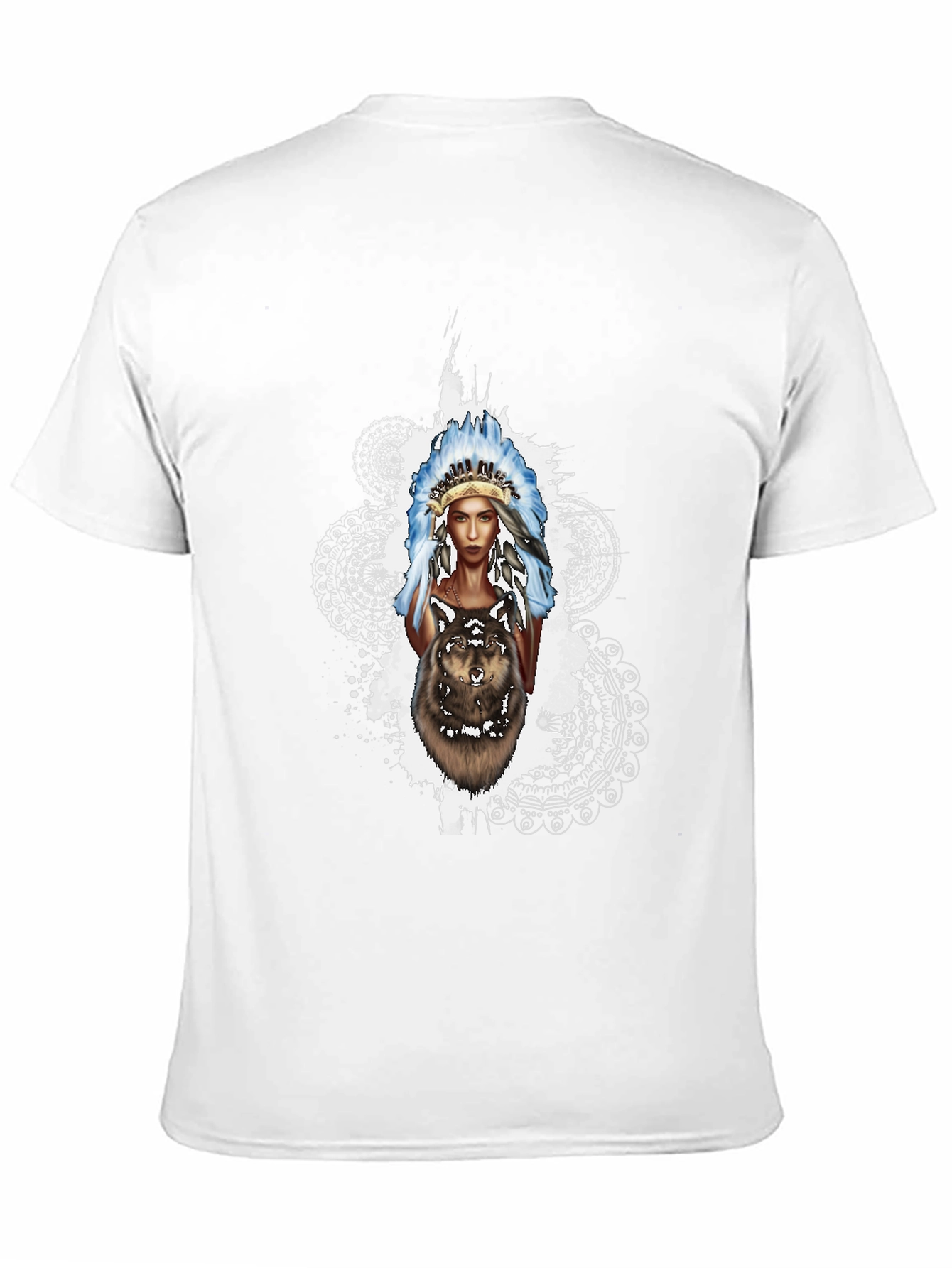 Native American Wolf T-Shirt - Black