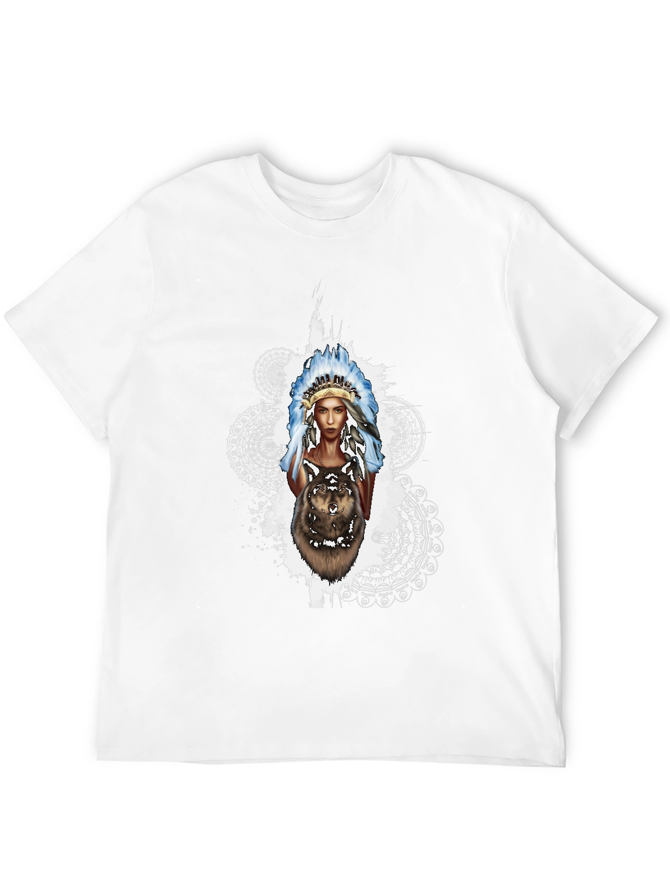 Native American Wolf T-Shirt - Black