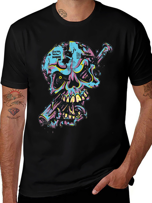Edgy Skull & Nail Graphic Tee