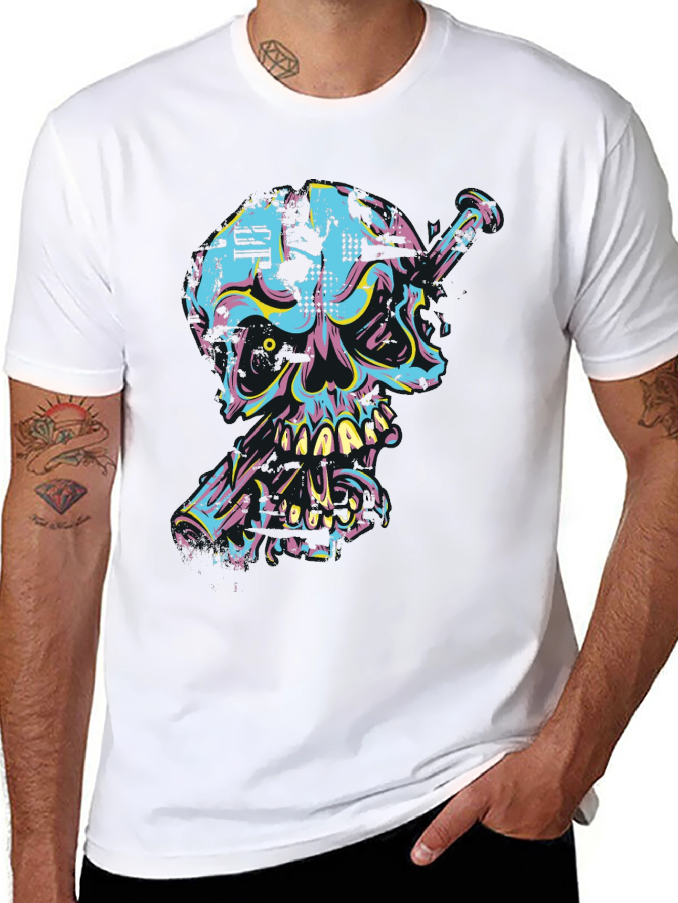 Edgy Skull & Nail Graphic Tee