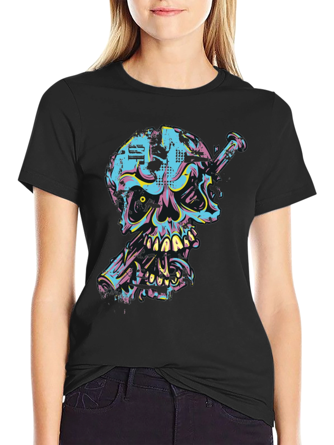 Edgy Skull & Nail Graphic Tee