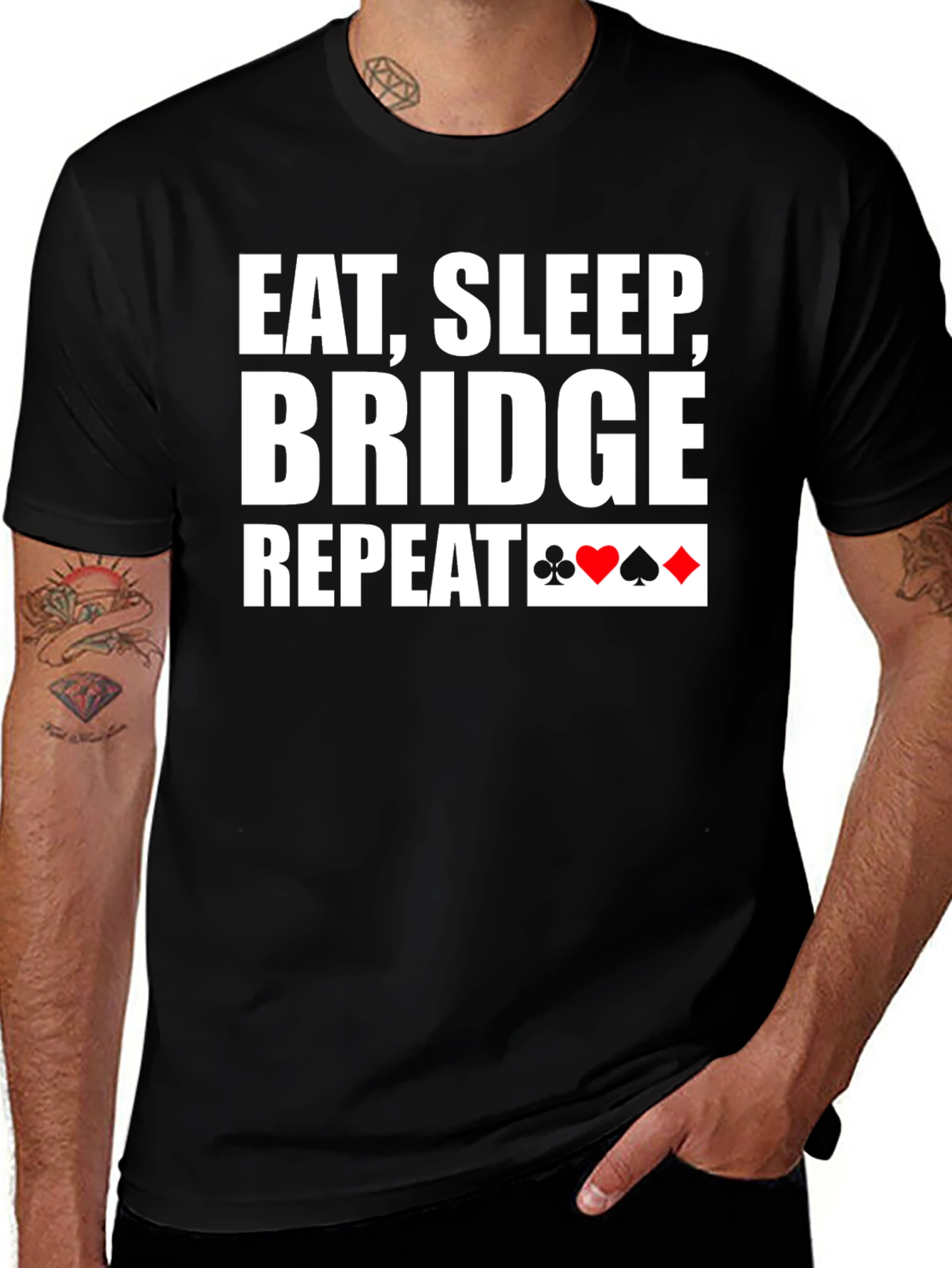 Eat Sleep Bridge Repeat Black T-Shirt