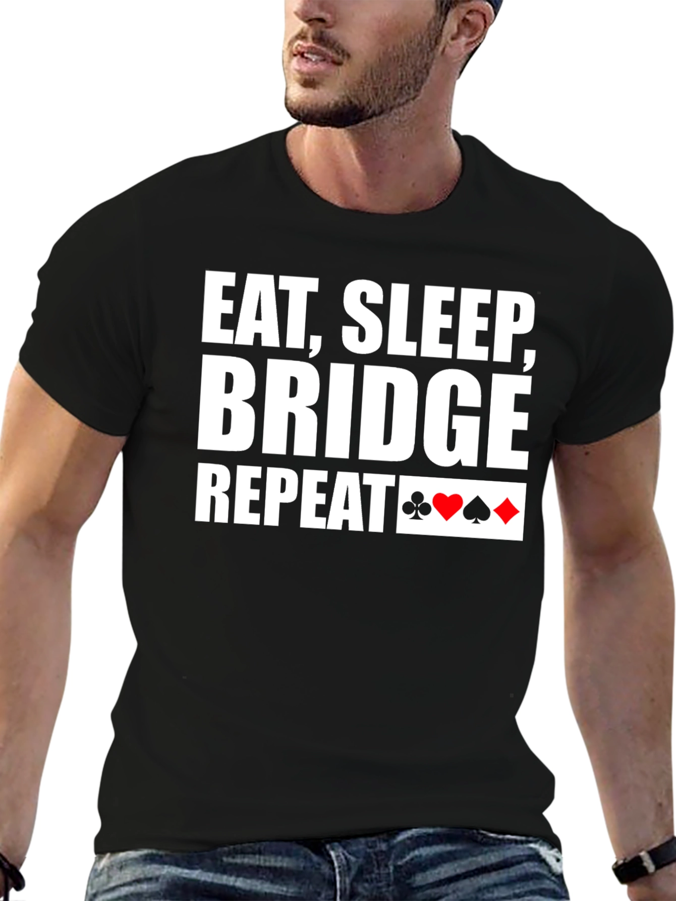 Eat Sleep Bridge Repeat Black T-Shirt