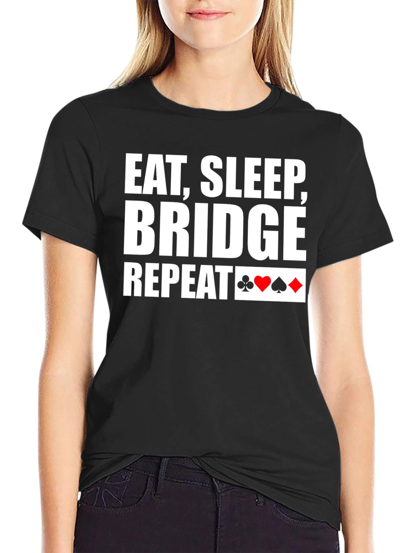 Eat Sleep Bridge Repeat Black T-Shirt
