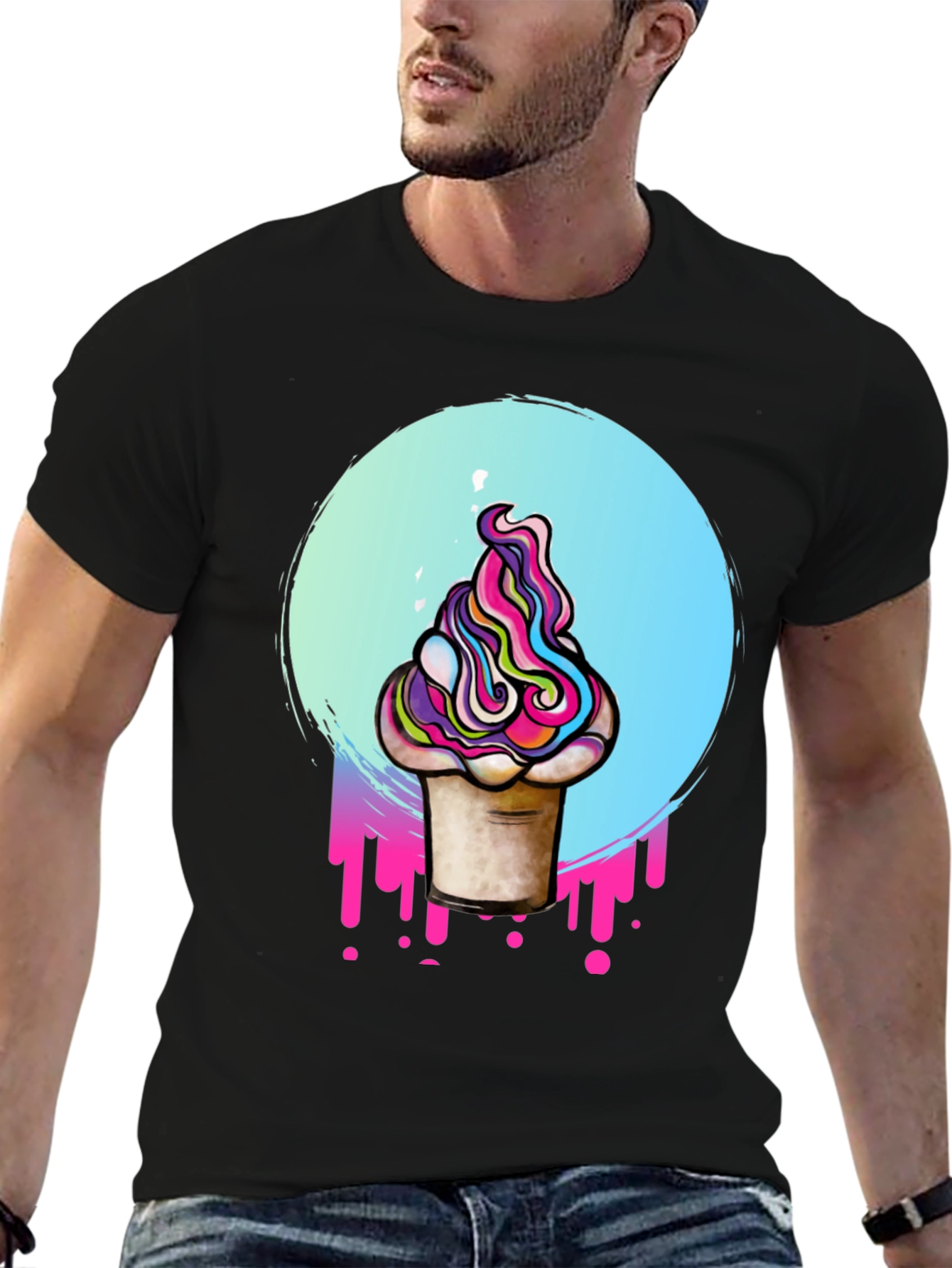 Vaporwave Ice Cream Graphic Tee - Retro Style
