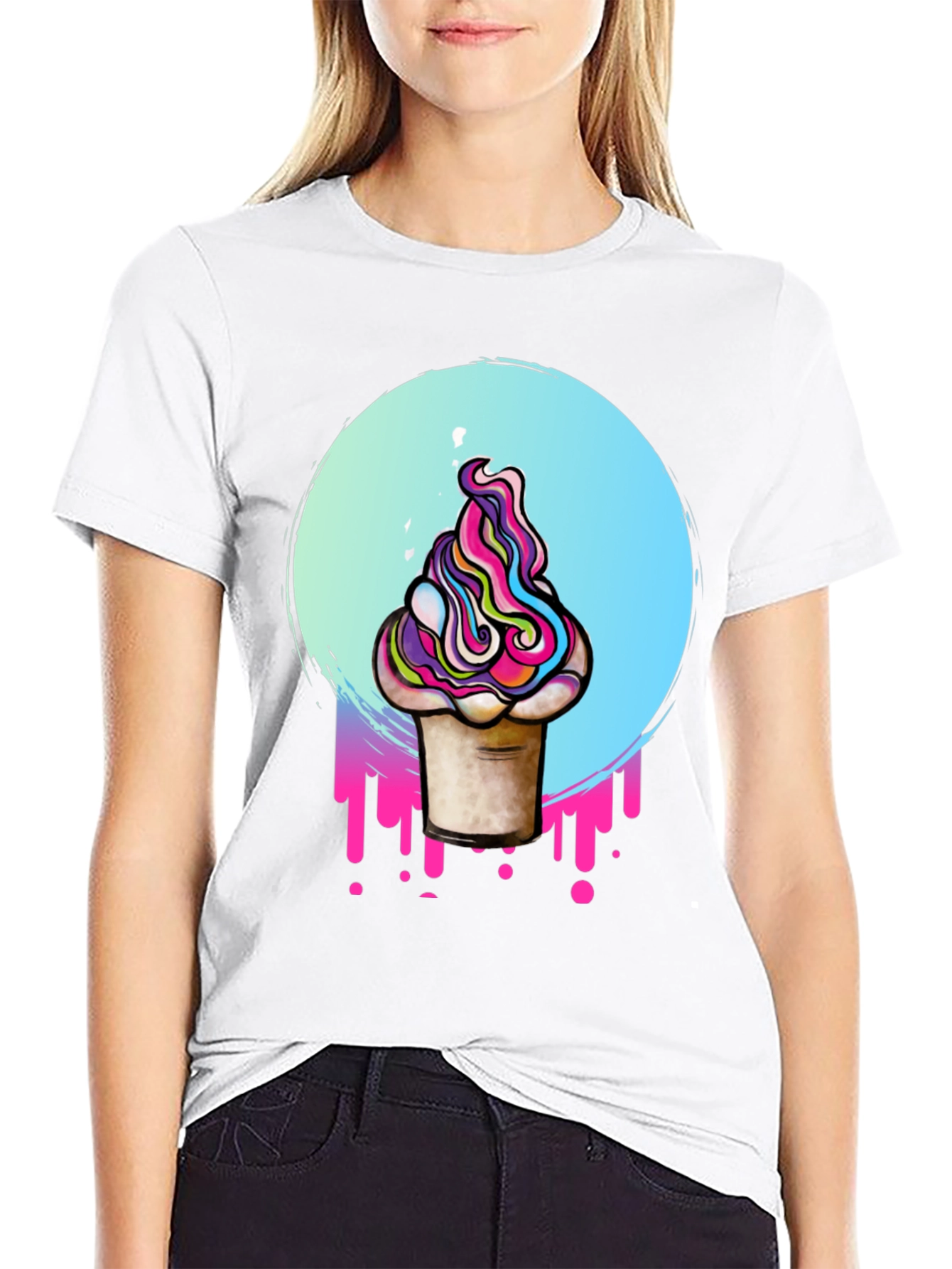 Vaporwave Ice Cream Graphic Tee - Retro Style