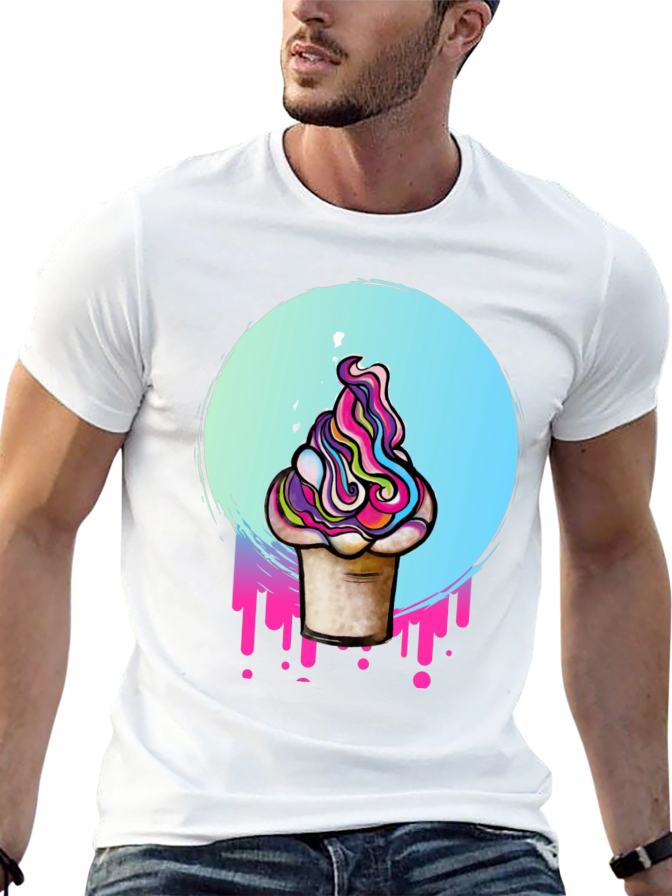 Vaporwave Ice Cream Graphic Tee - Retro Style