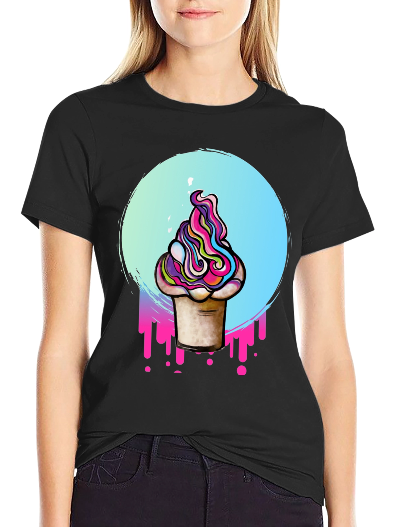 Vaporwave Ice Cream Graphic Tee - Retro Style