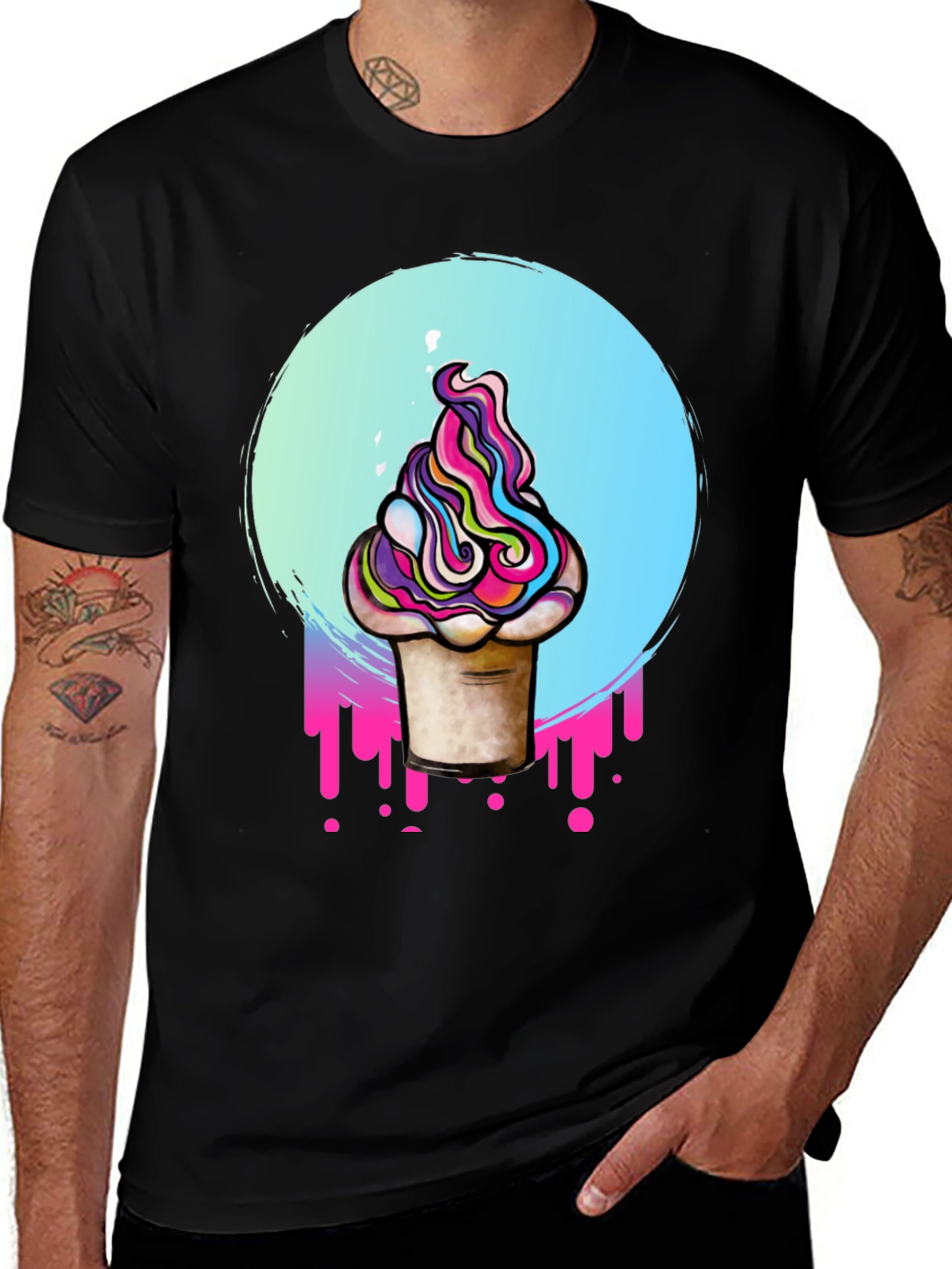 Vaporwave Ice Cream Graphic Tee - Retro Style
