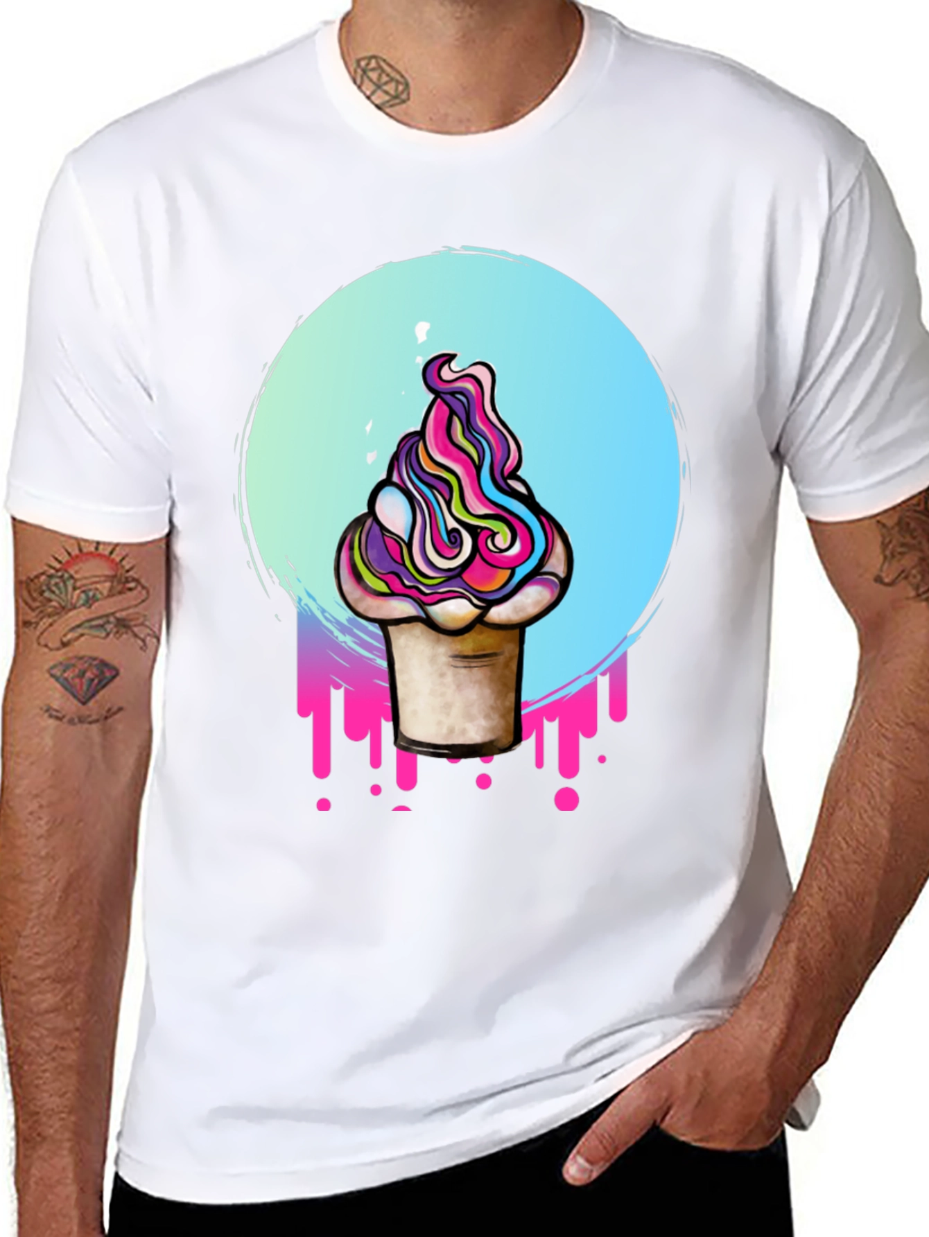 Vaporwave Ice Cream Graphic Tee - Retro Style