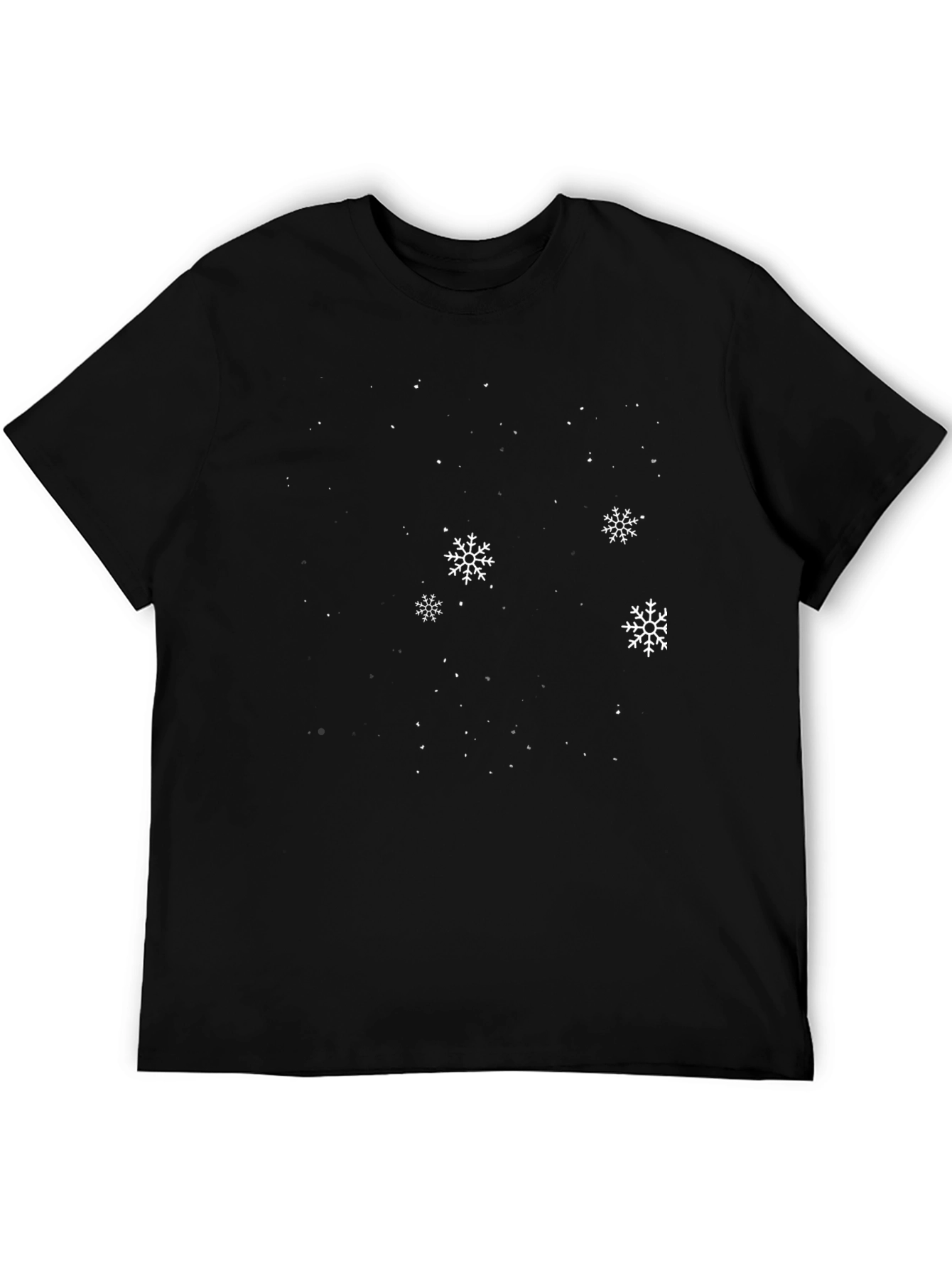 Winter Snowflake Graphic Tee - Black Cotton Blend