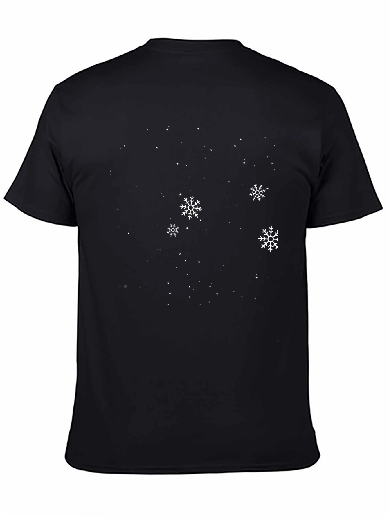 Winter Snowflake Graphic Tee - Black Cotton Blend