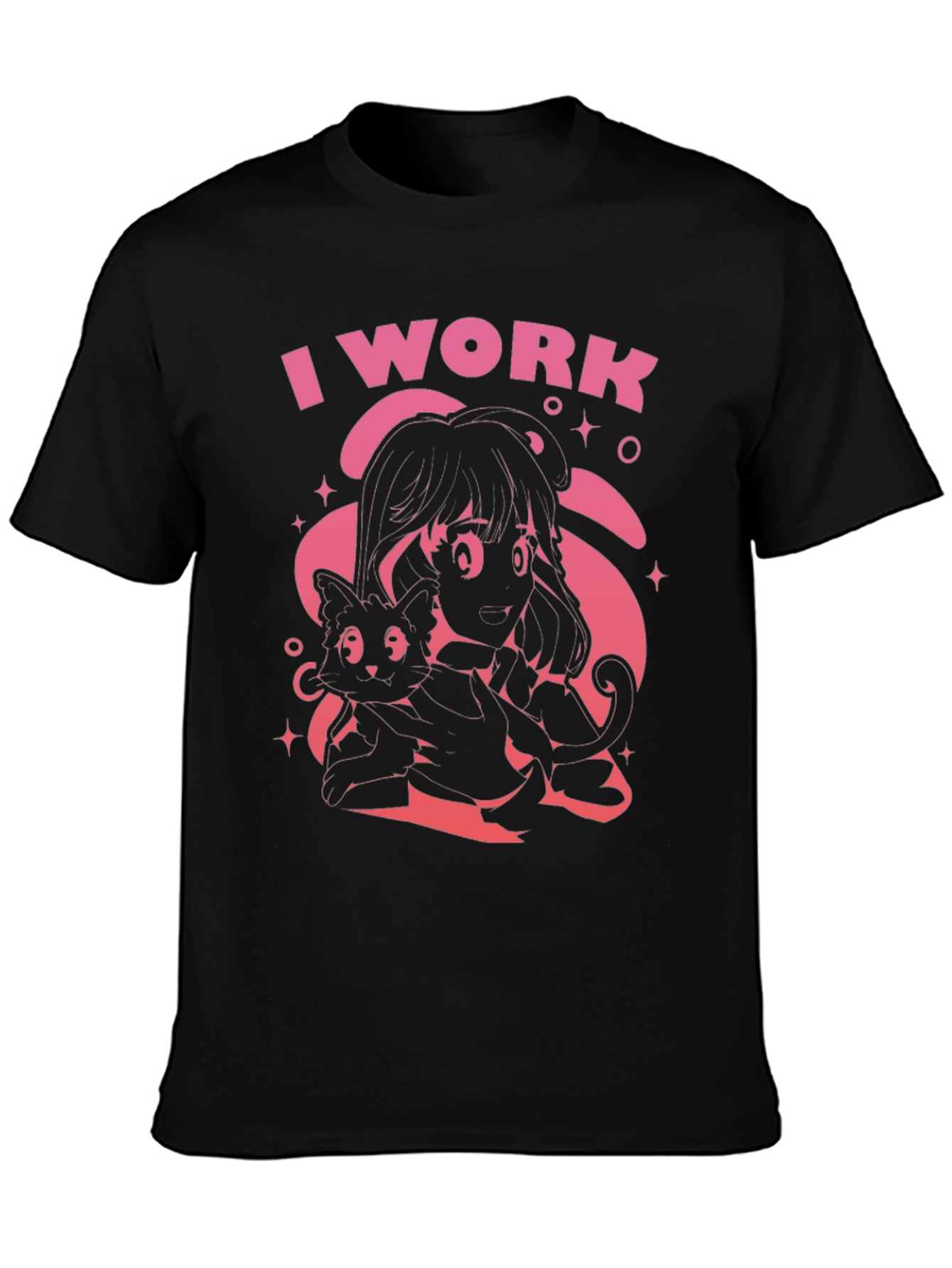 I Work Black Graphic Tee