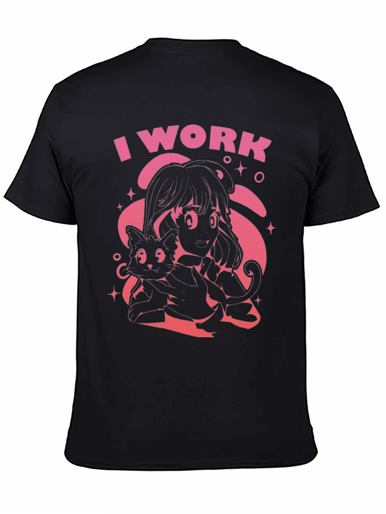 I Work Black Graphic Tee
