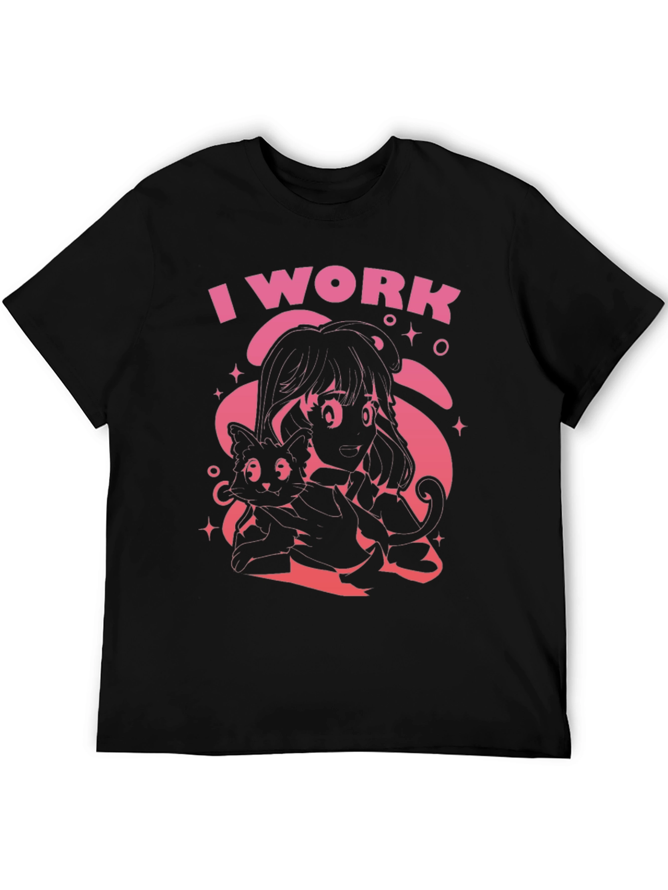 I Work Black Graphic Tee