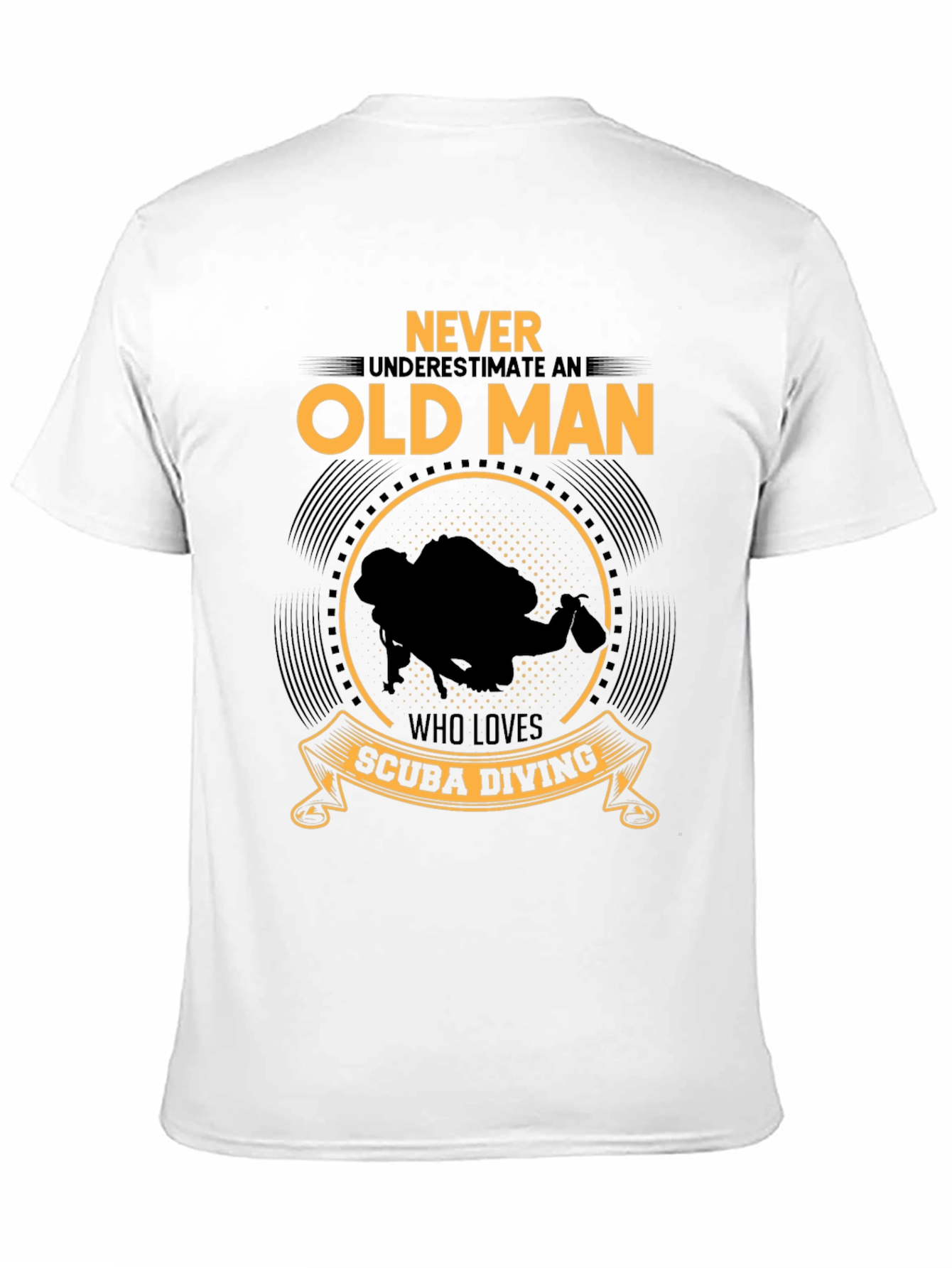 Never Underestimate Old Man Scuba Diving Black T-Shirt