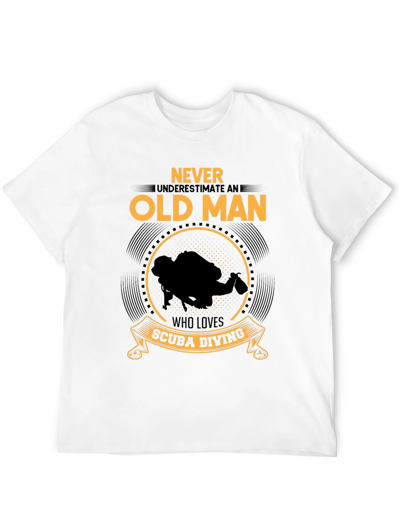 Never Underestimate Old Man Scuba Diving Black T-Shirt