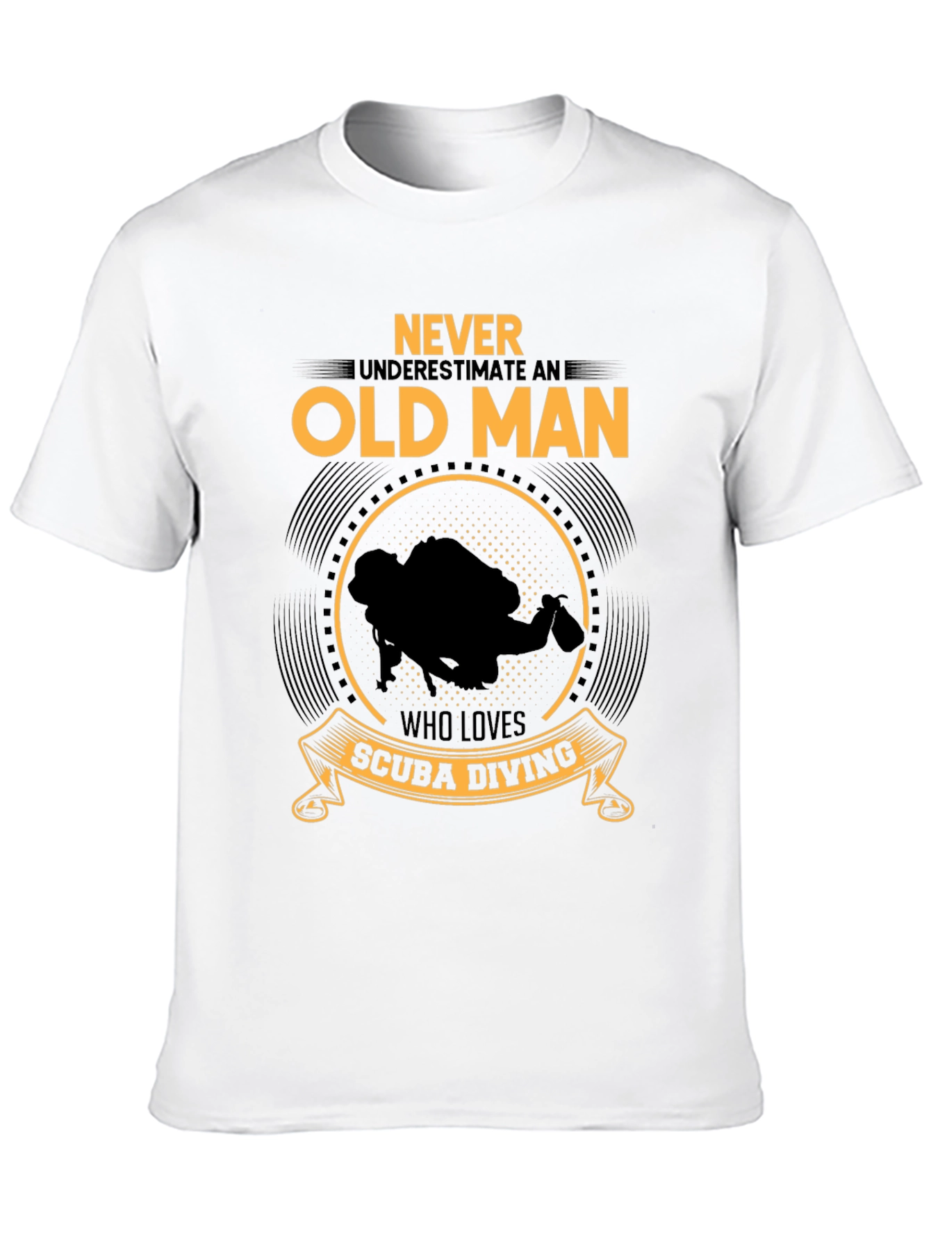 Never Underestimate Old Man Scuba Diving Black T-Shirt