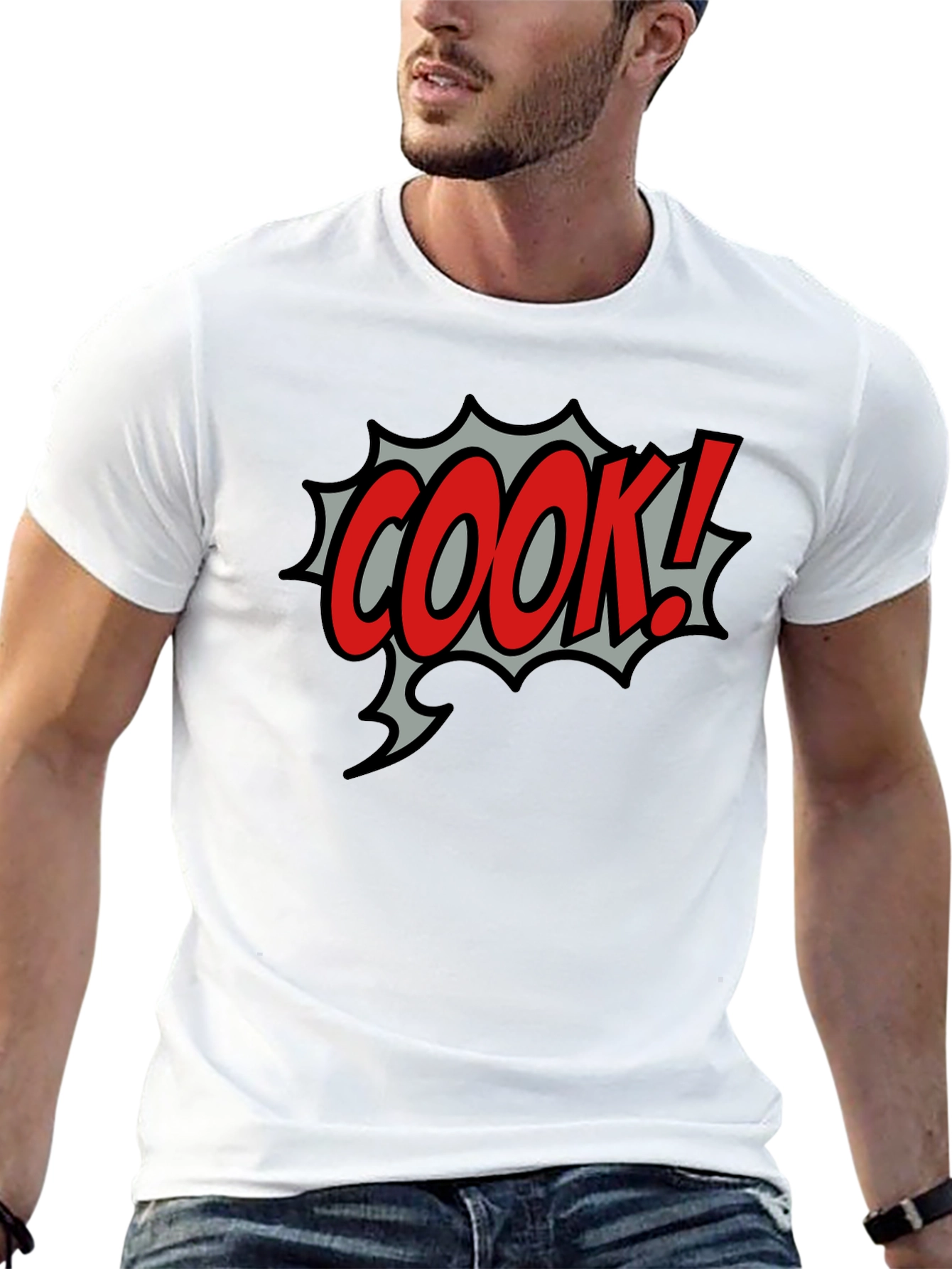 COOK! Comic Style Black T-Shirt