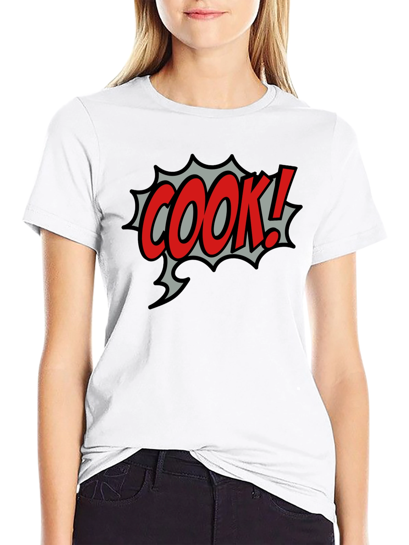 COOK! Comic Style Black T-Shirt