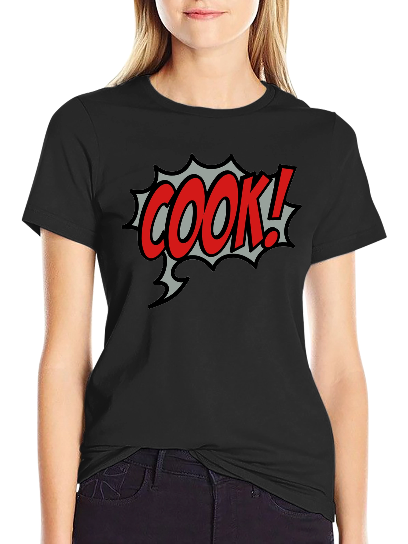 COOK! Comic Style Black T-Shirt